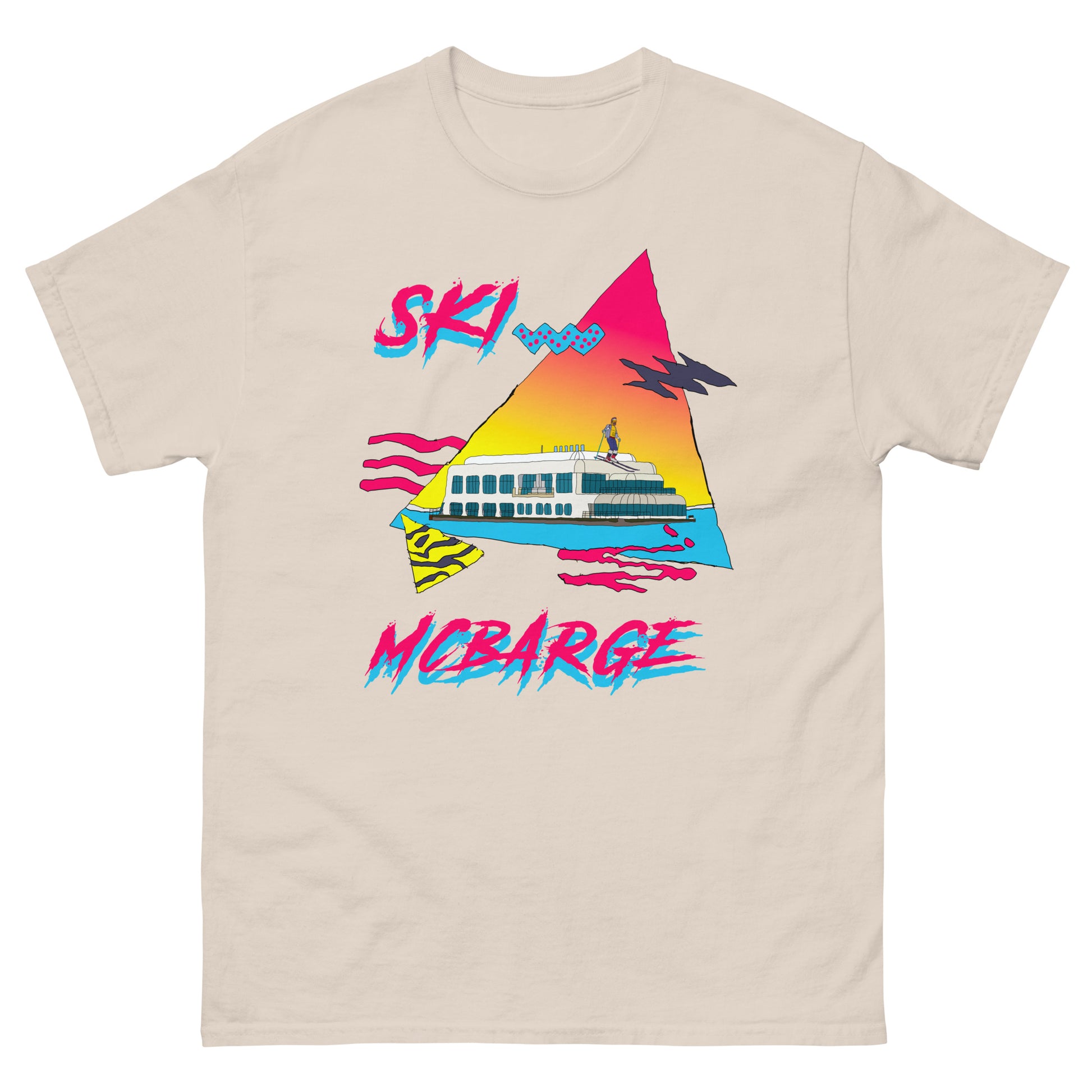 Ski Mcbarge retro design printed on a T-shirt by Whistler Shirts