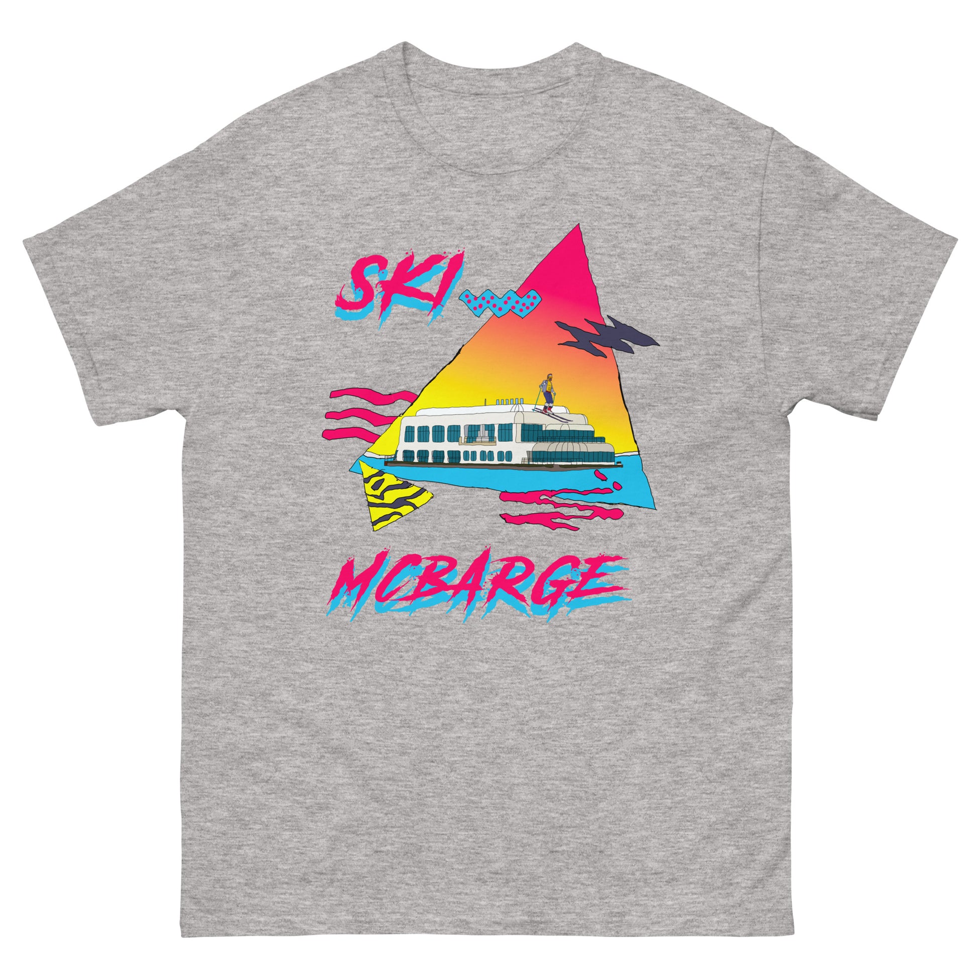 Ski Mcbarge retro design printed on a T-shirt by Whistler Shirts