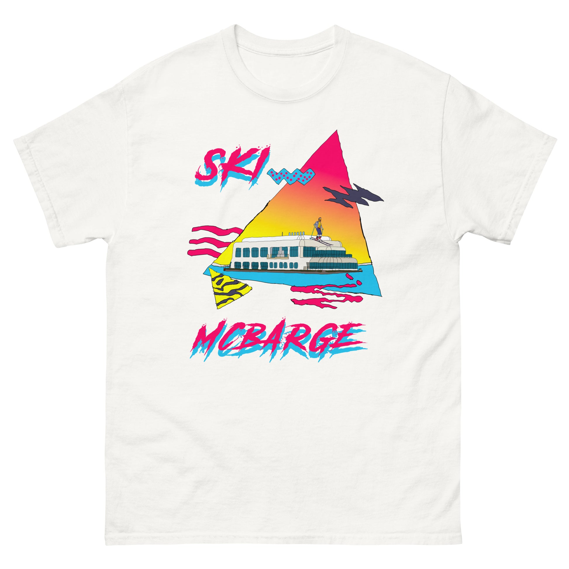 Ski Mcbarge retro design printed on a T-shirt by Whistler Shirts