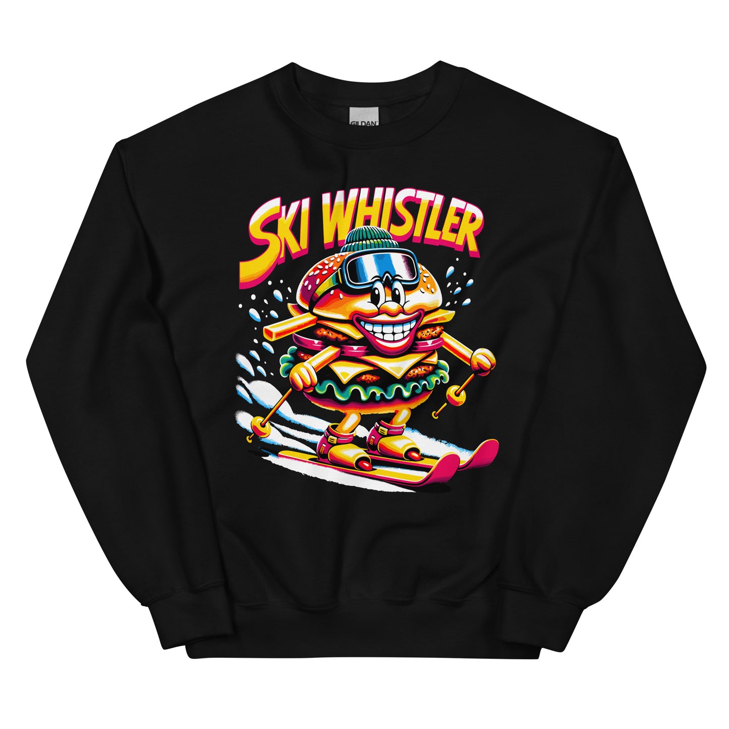 Ski Whistler Hamburger Man Crewneck Sweatshirt printed by Whistler Shirts
