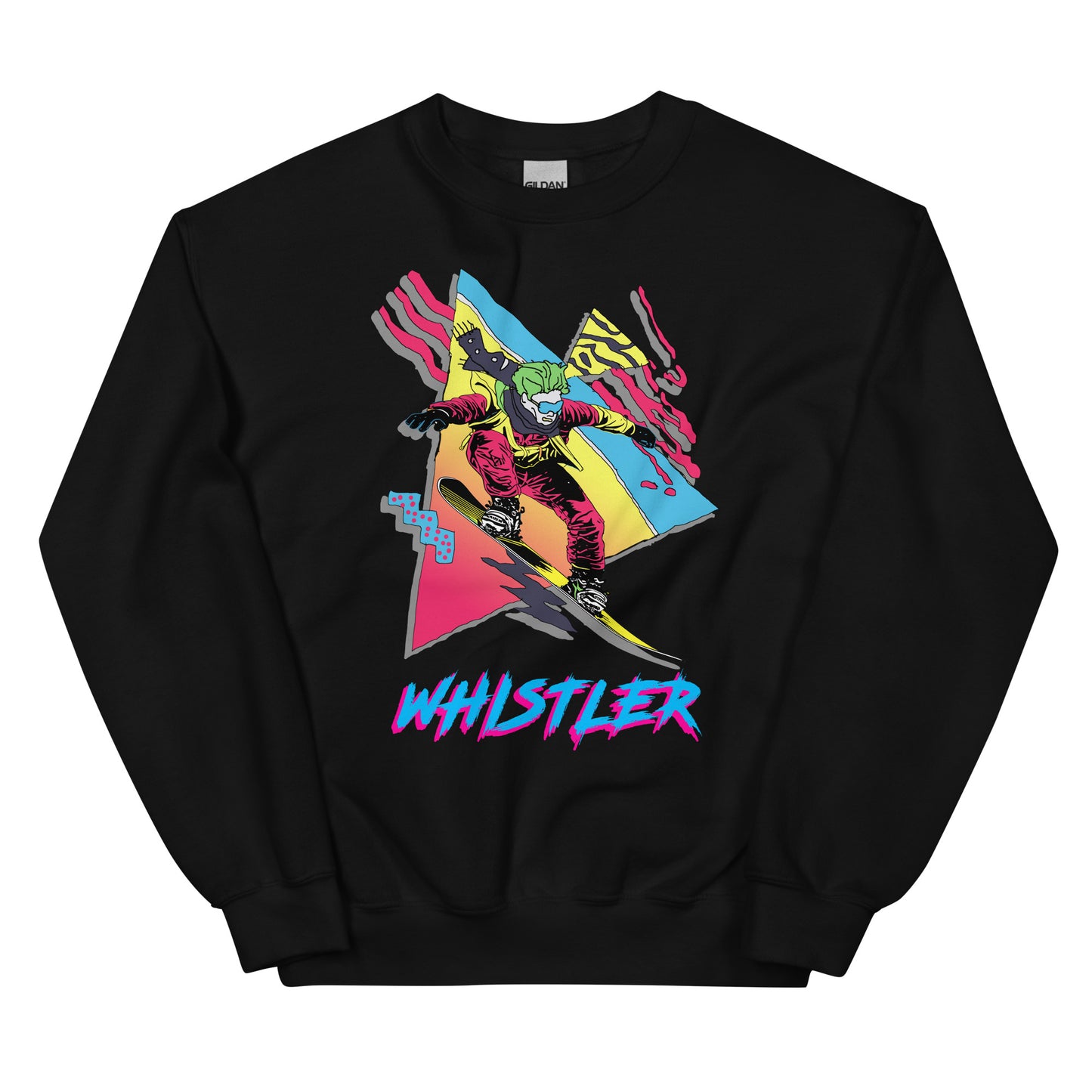 Whistler Retro Snowboarder printed crewneck by Whistler Shirts