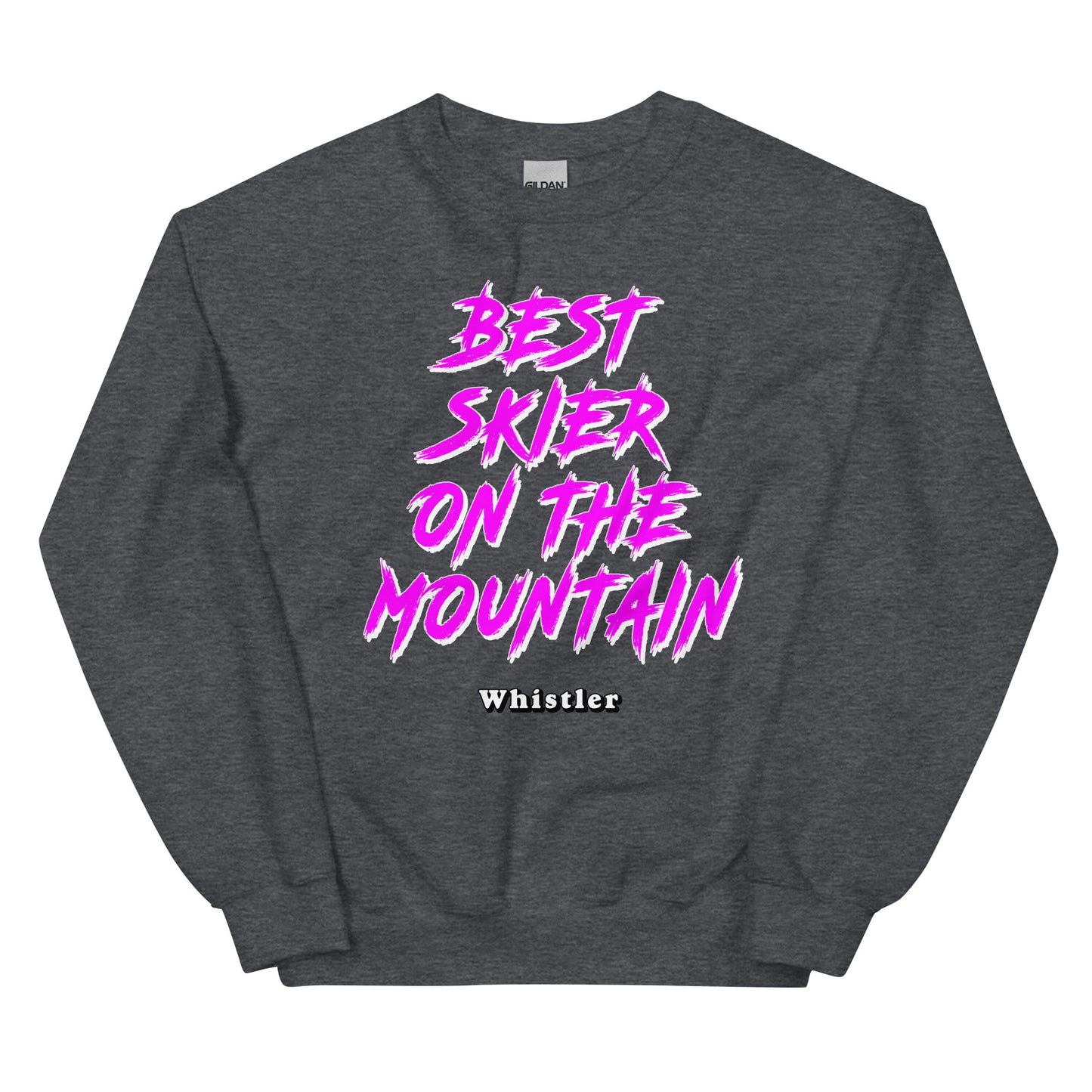 best skiier on the mountain whistler design printed on a crewneck sweatshirt by Whistler Shirts