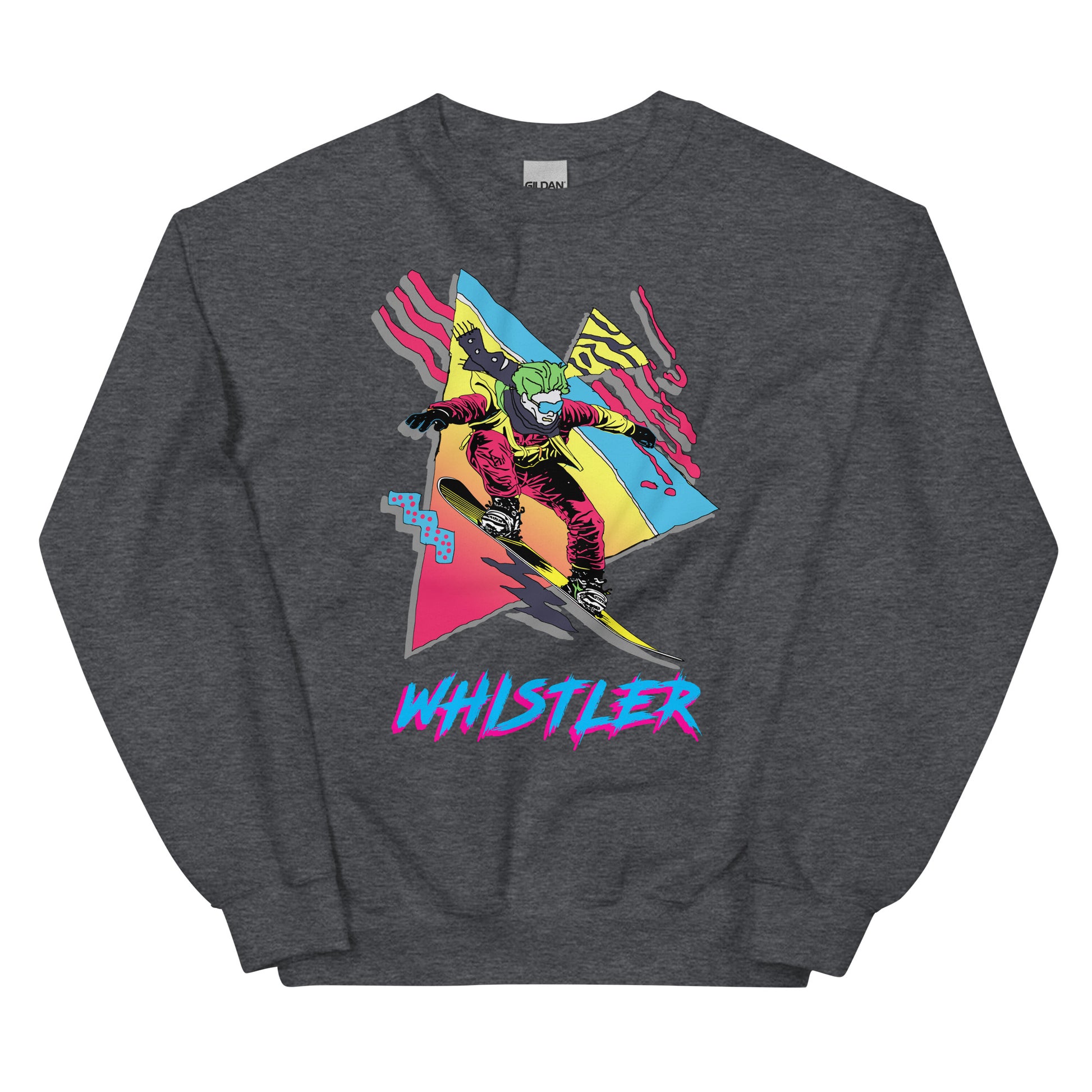 Whistler Retro Snowboarder printed crewneck by Whistler Shirts