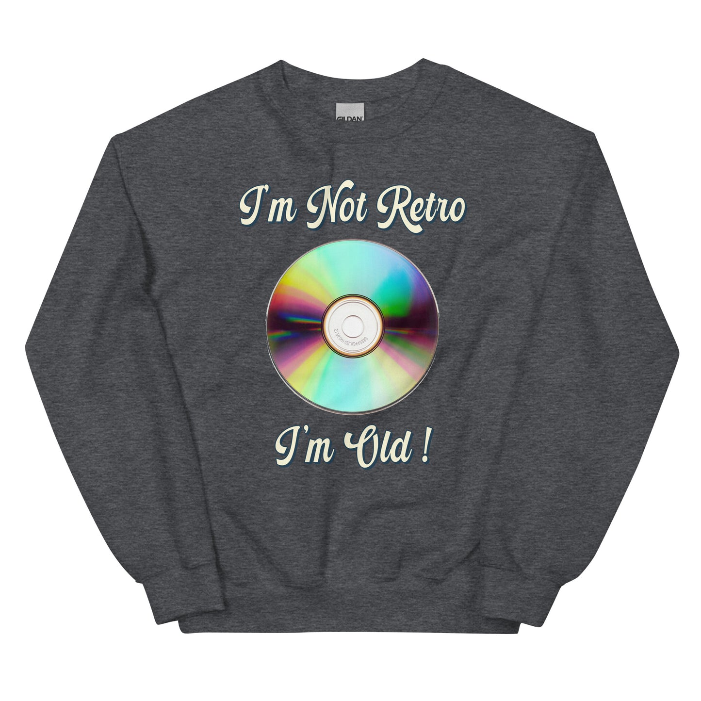 I'm not retro I'm old with picture of cd printed crewneck sweatshirt by Whistler Shirts