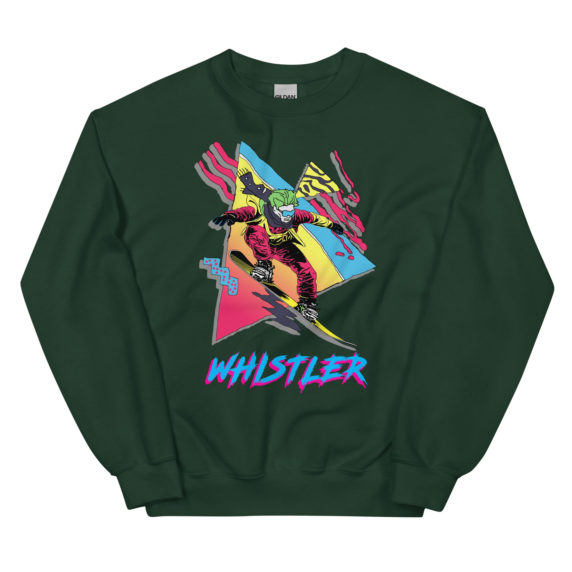 Whistler Retro Snowboarder printed crewneck by Whistler Shirts