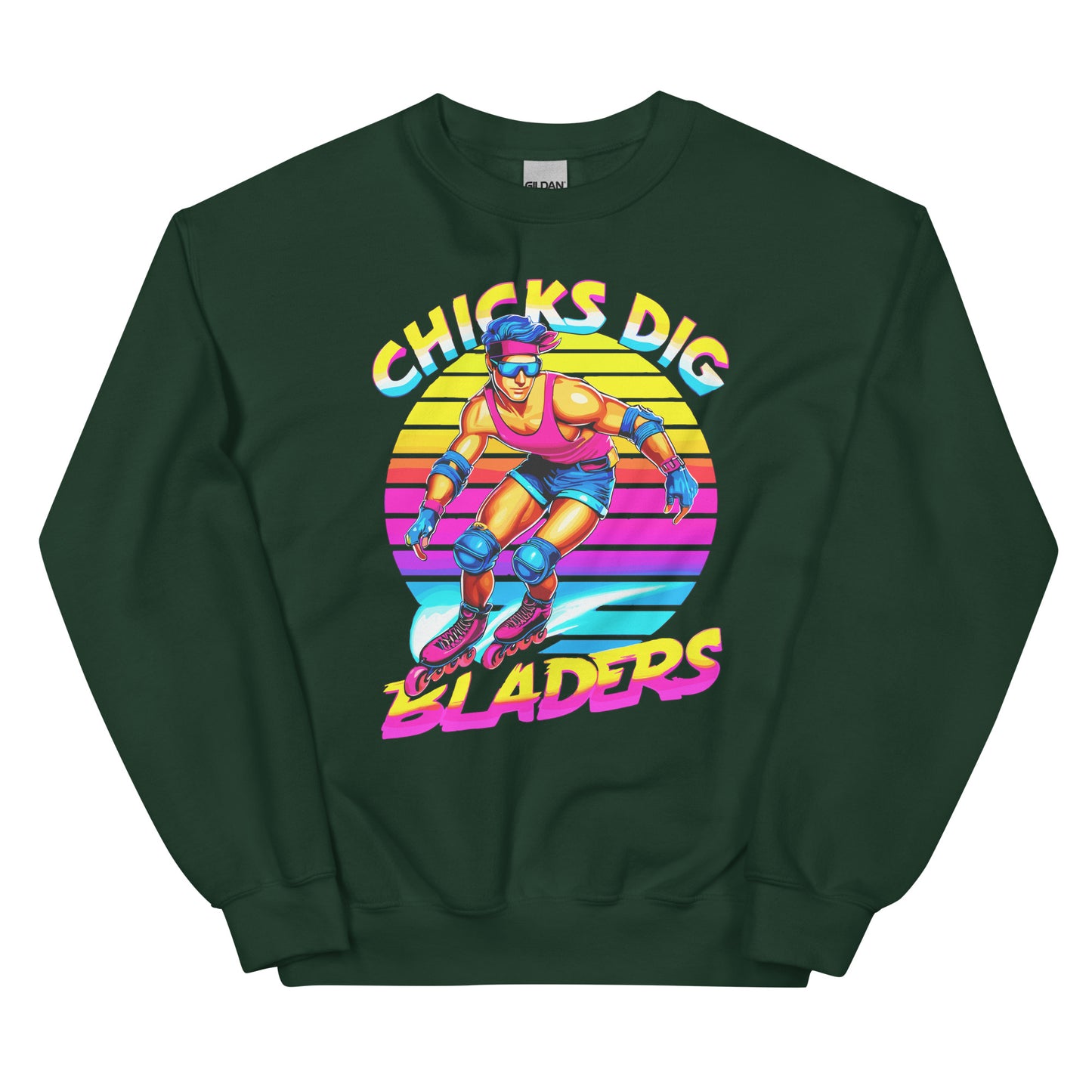 Chicks Dig Bladers Design printed on crewneck sweatshirt by Whistler Shirts