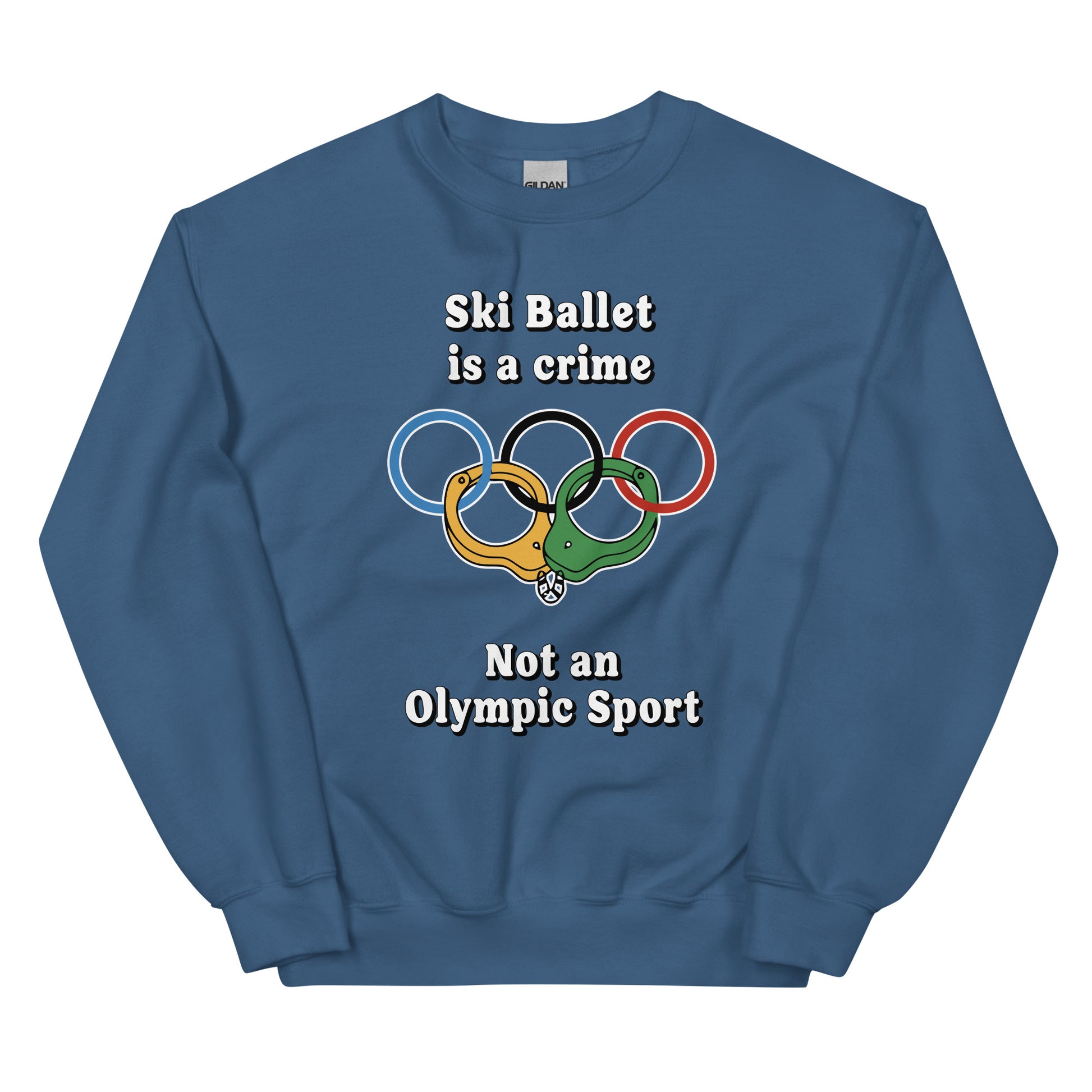 Ski ballet is a crime not an olympic sport design printed on crewneck sweatshirt by Whistler Shirts