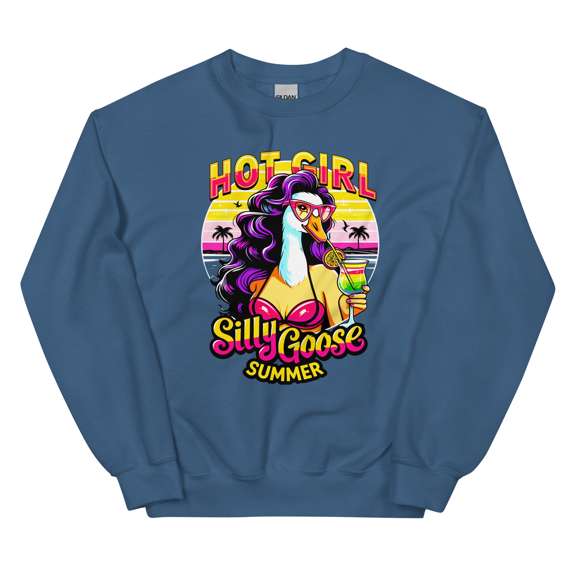 Hot Girl Silly Goose Summer design printed on Crewneck Sweatshirt by Whistler Shirts