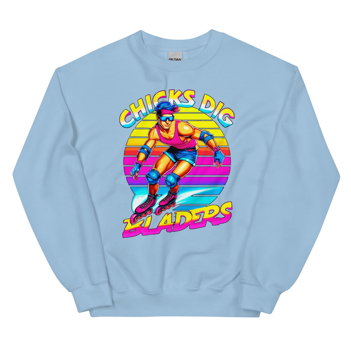 Chicks Dig Bladers Design printed on crewneck sweatshirt by Whistler Shirts