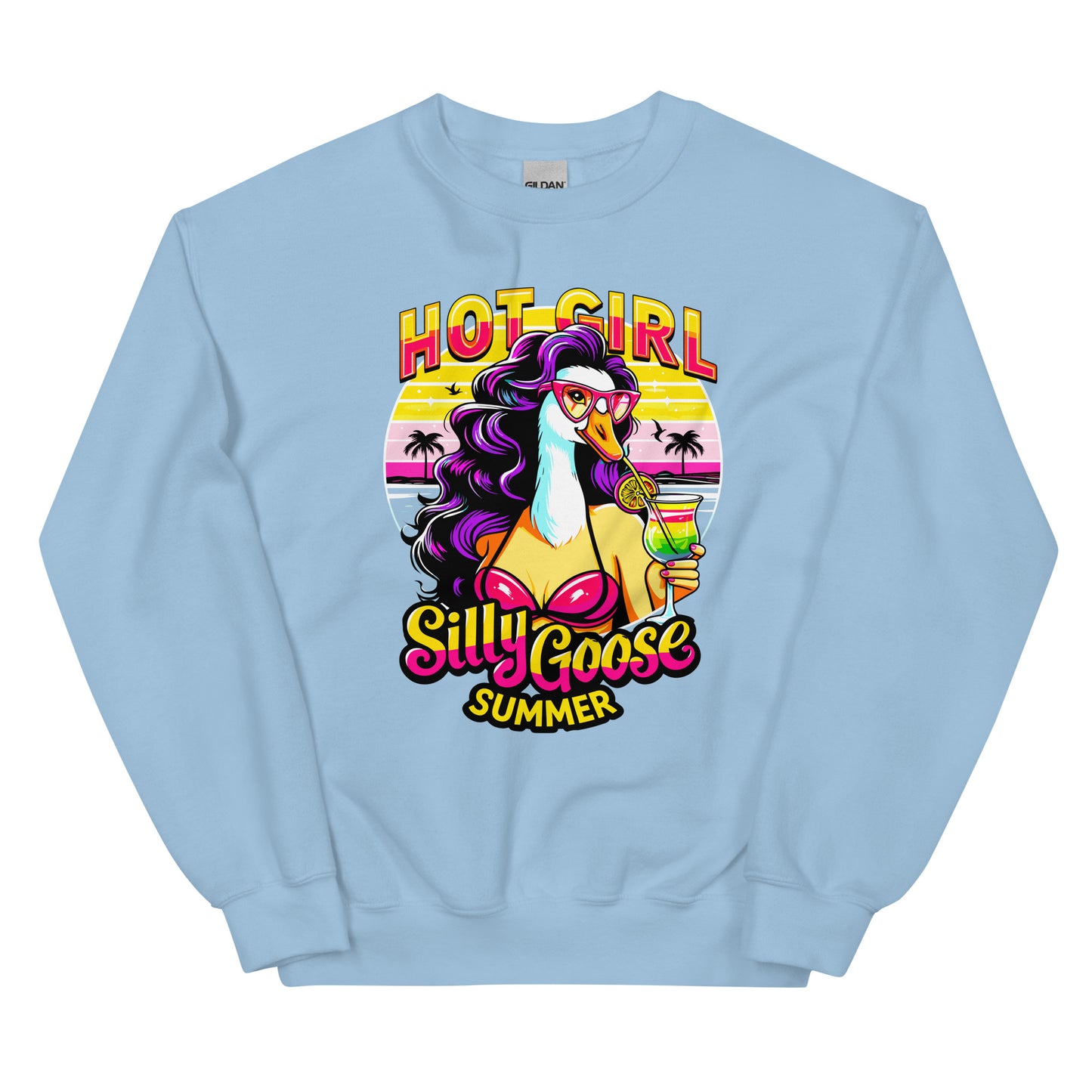 Hot Girl Silly Goose Summer design printed on Crewneck Sweatshirt by Whistler Shirts