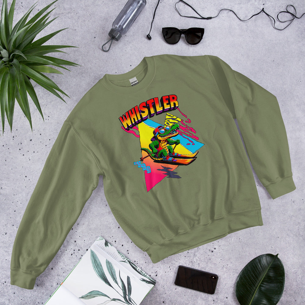 Whistler Skiing retro gator crewneck sweatshirt printed by Whistler Shirts