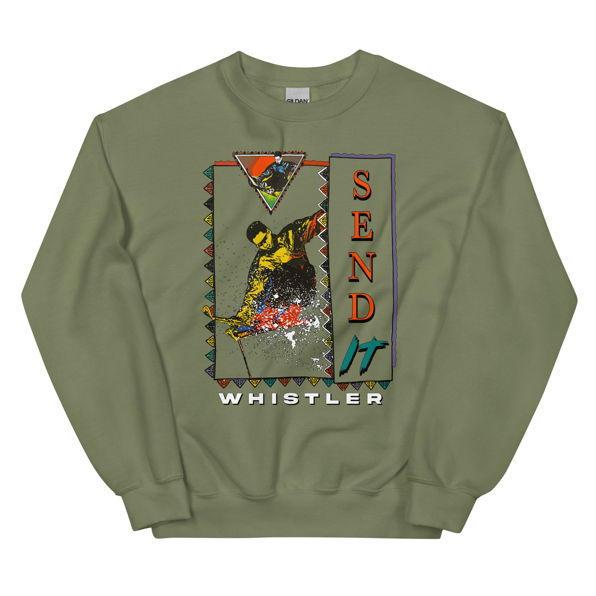 Send it whistler printed on a crewneck sweatshirt by Whistler Shirts