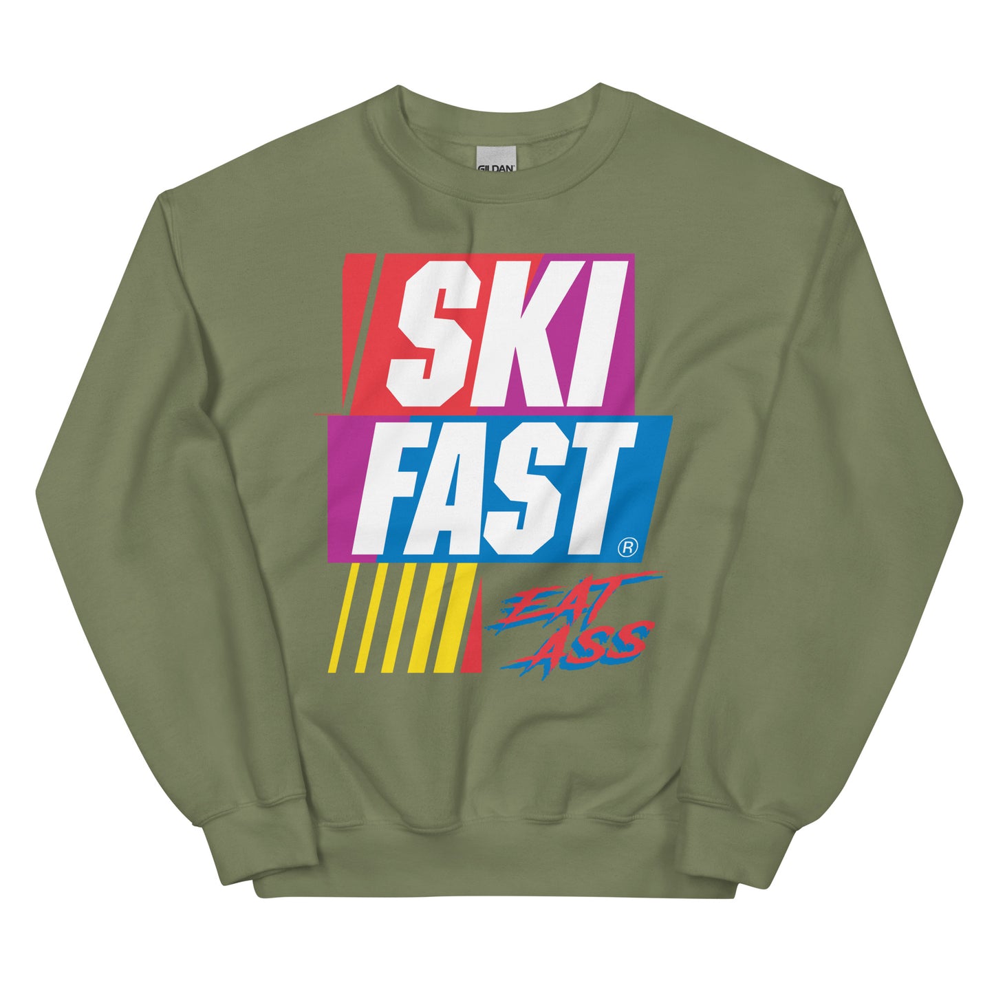 Ski Fast Eat Ass printed Crewneck sweatshirt by Whistler Shirts