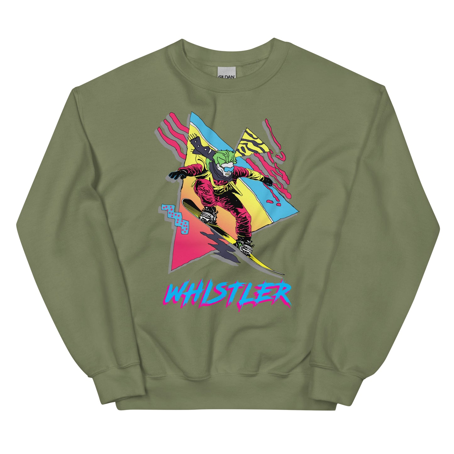 Whistler Retro Snowboarder printed crewneck by Whistler Shirts