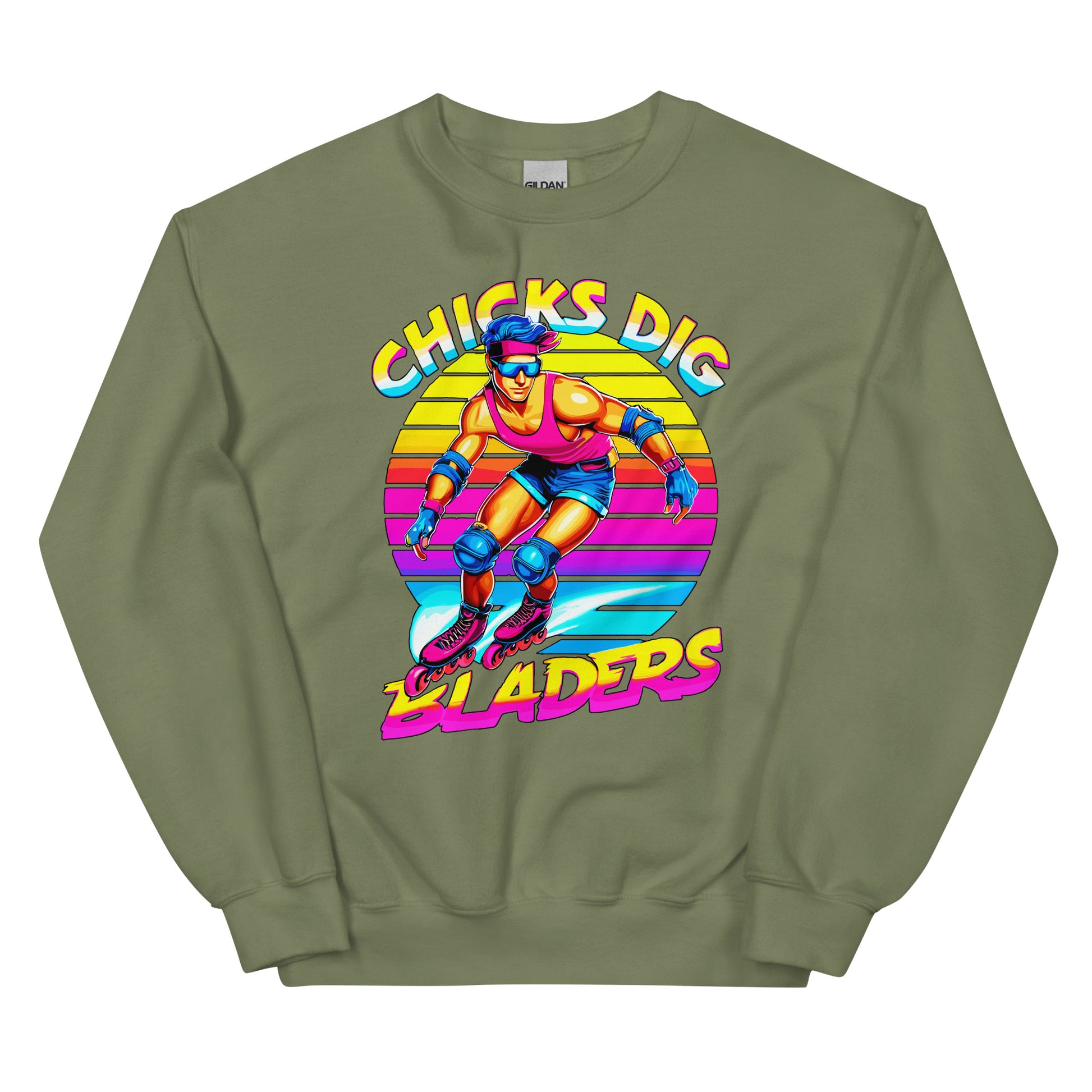 Chicks Dig Bladers Design printed on crewneck sweatshirt by Whistler Shirts