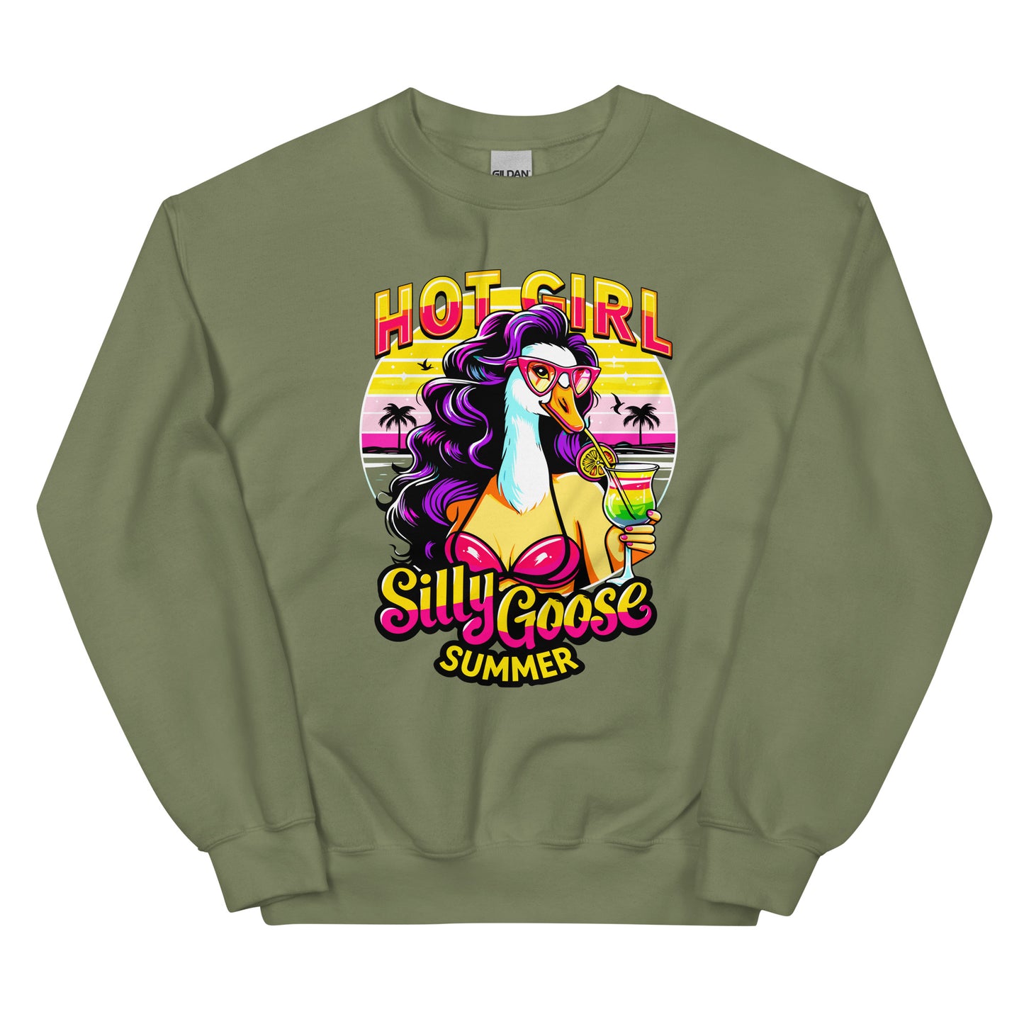 Hot Girl Silly Goose Summer design printed on Crewneck Sweatshirt by Whistler Shirts