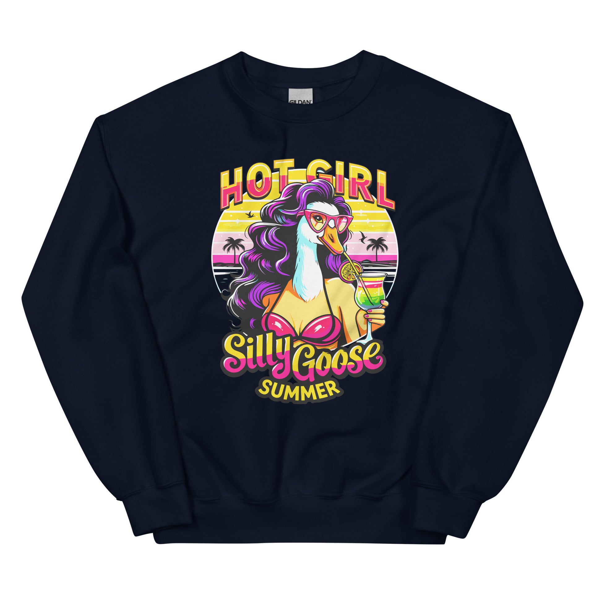 Hot Girl Silly Goose Summer design printed on Crewneck Sweatshirt by Whistler Shirts