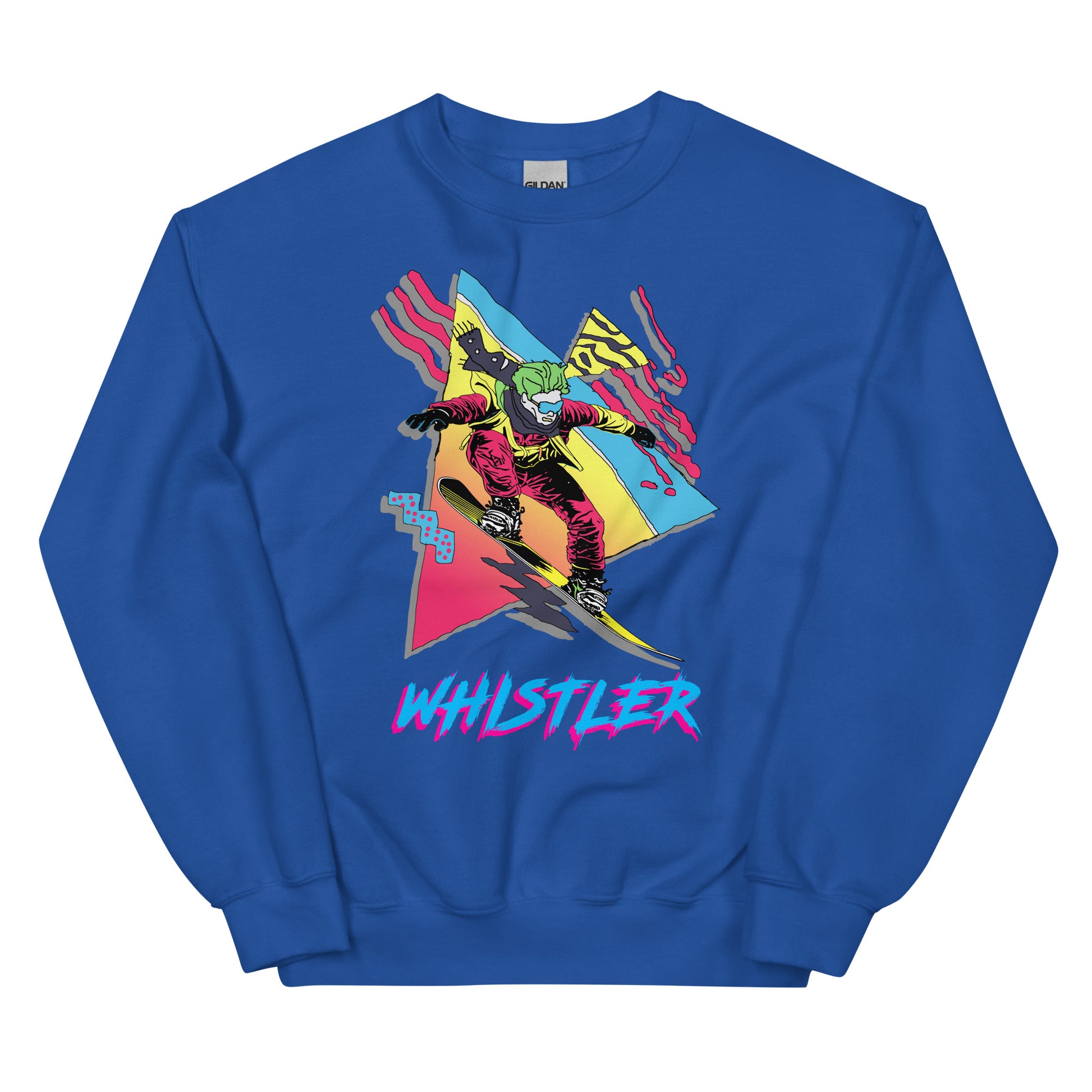 Whistler Retro Snowboarder printed crewneck by Whistler Shirts