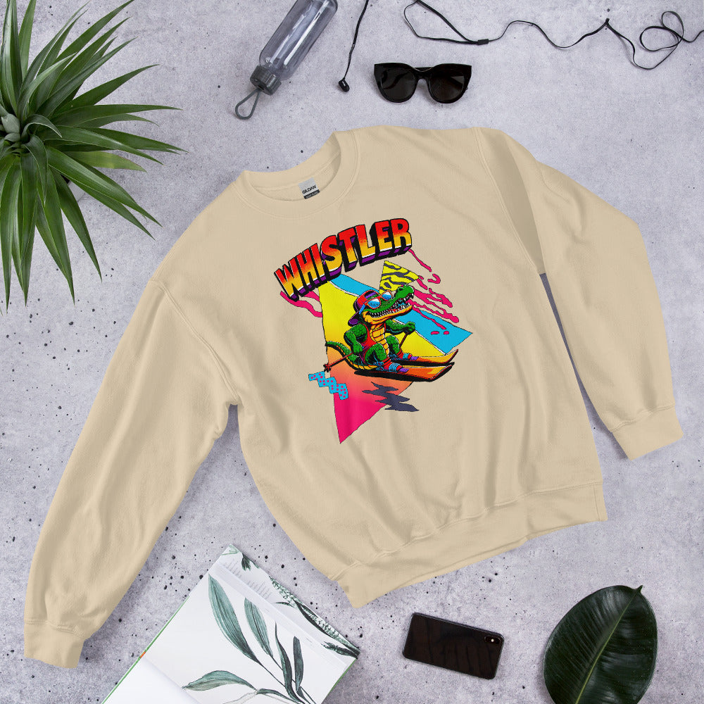 Whistler Skiing retro gator crewneck sweatshirt printed by Whistler Shirts