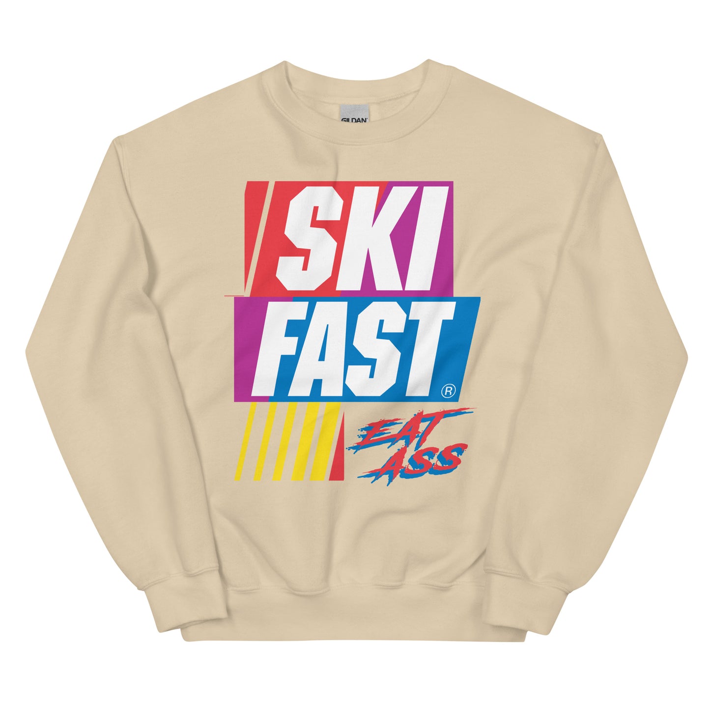 Ski Fast Eat Ass printed Crewneck sweatshirt by Whistler Shirts