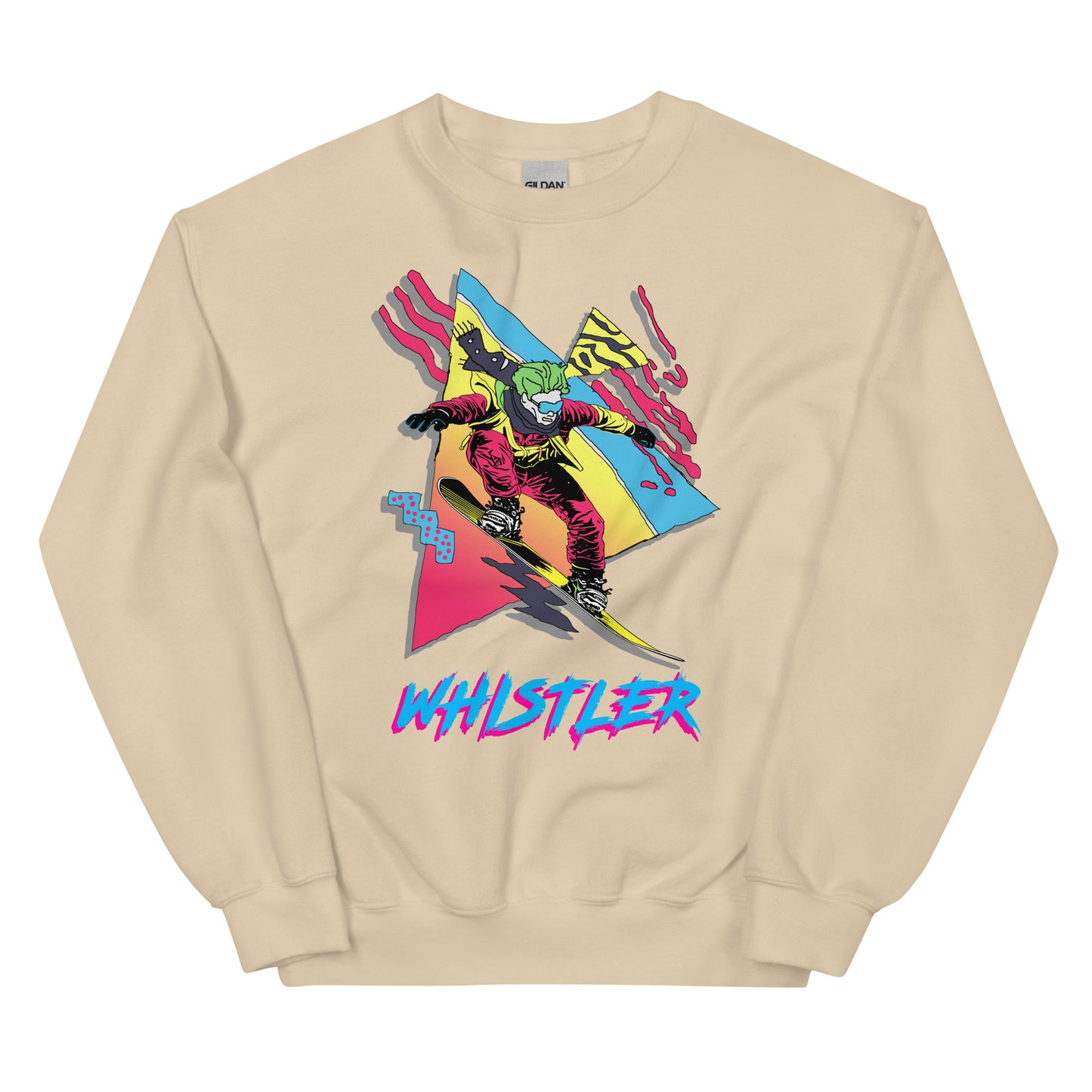 Whistler Retro Snowboarder printed crewneck by Whistler Shirts