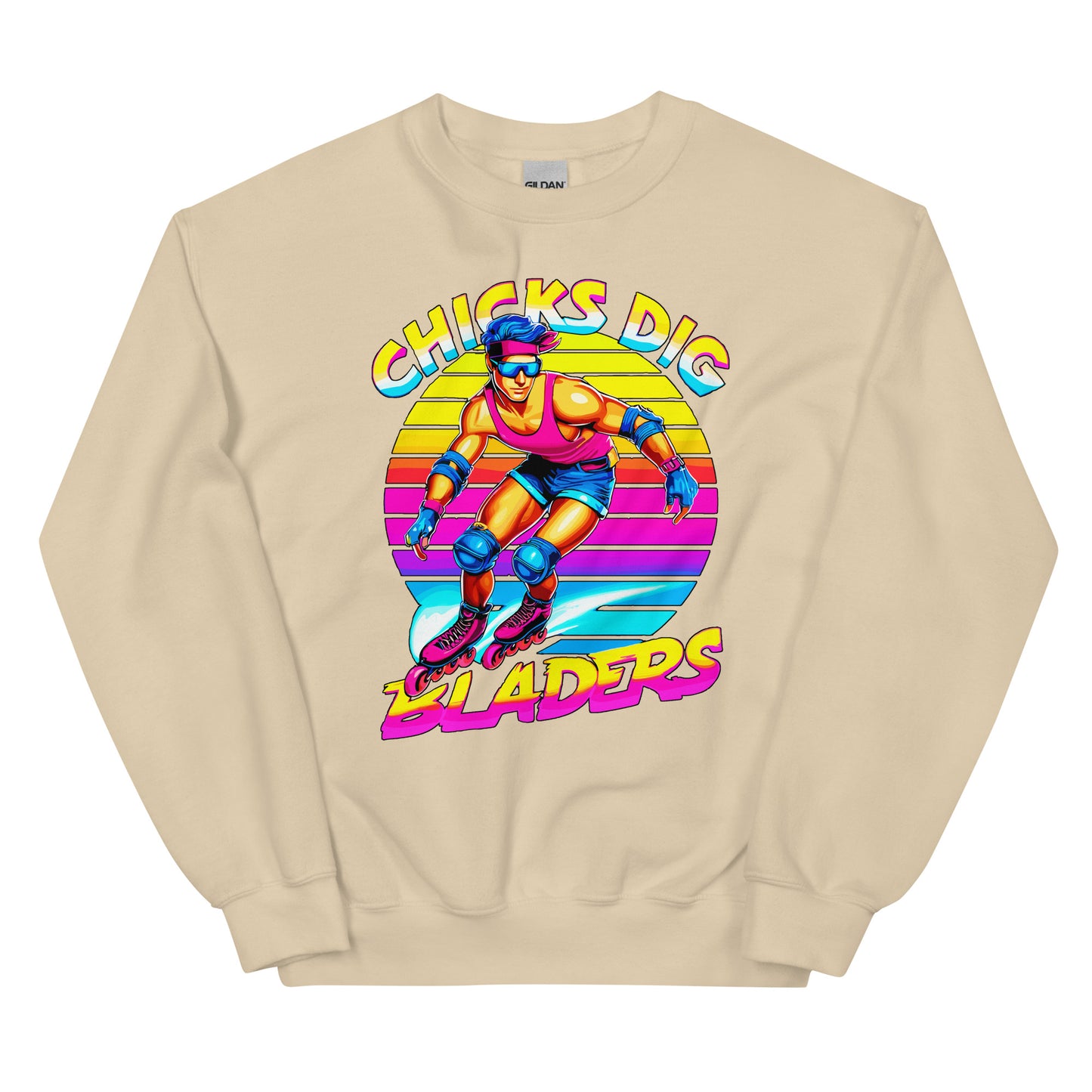 Chicks Dig Bladers Design printed on crewneck sweatshirt by Whistler Shirts