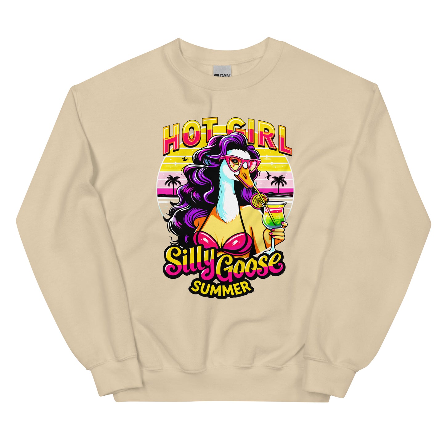 Hot Girl Silly Goose Summer design printed on Crewneck Sweatshirt by Whistler Shirts