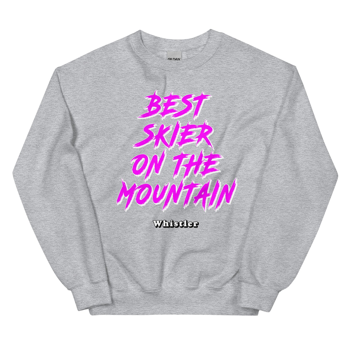 best skiier on the mountain whistler design printed on a crewneck sweatshirt by Whistler Shirts