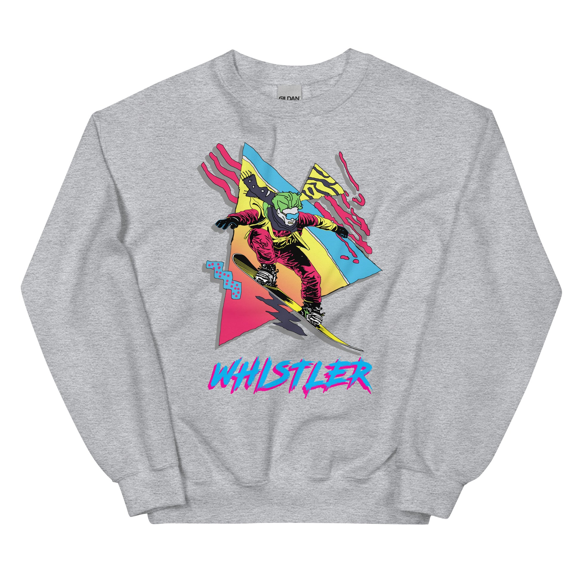 Whistler Retro Snowboarder printed crewneck by Whistler Shirts