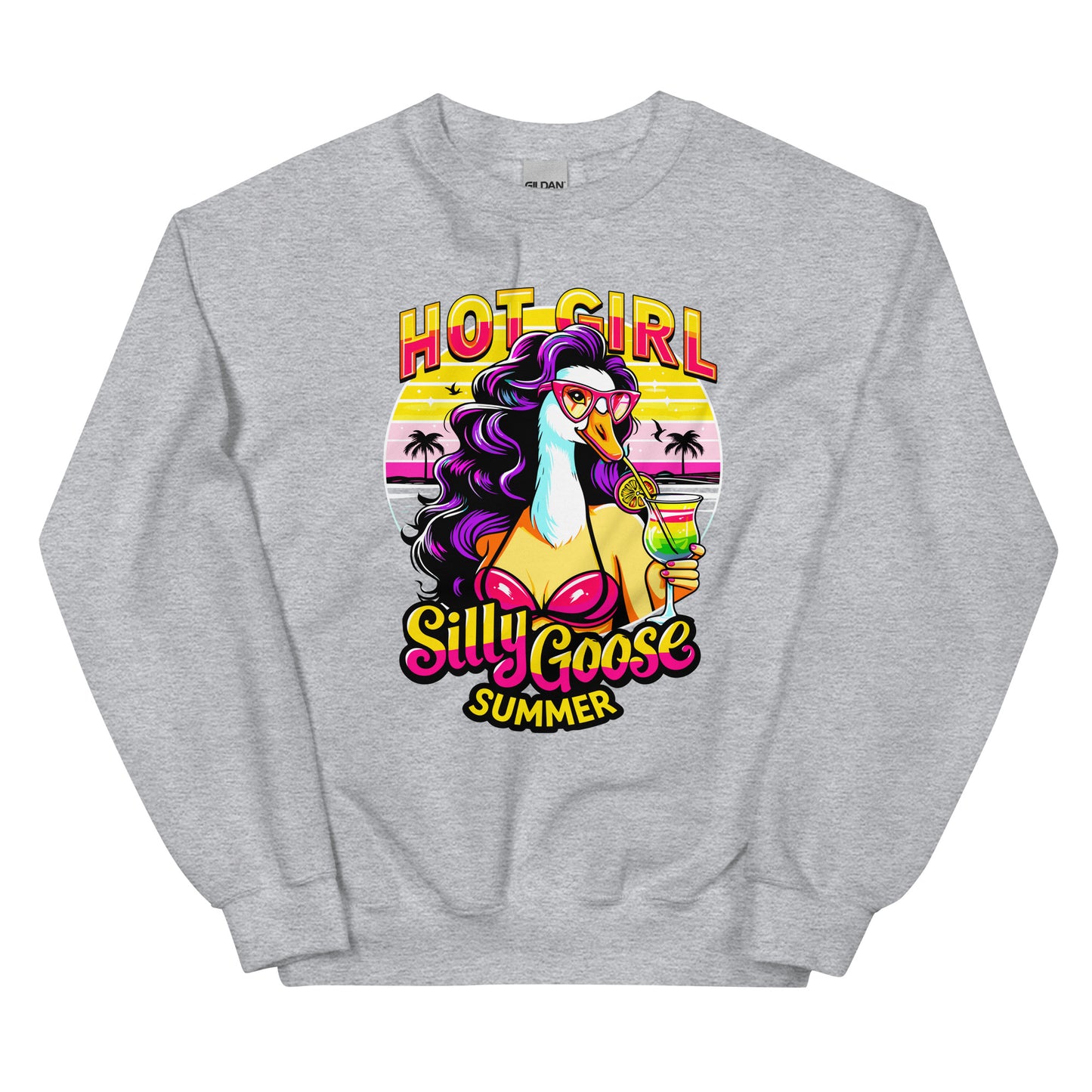 Hot Girl Silly Goose Summer design printed on Crewneck Sweatshirt by Whistler Shirts