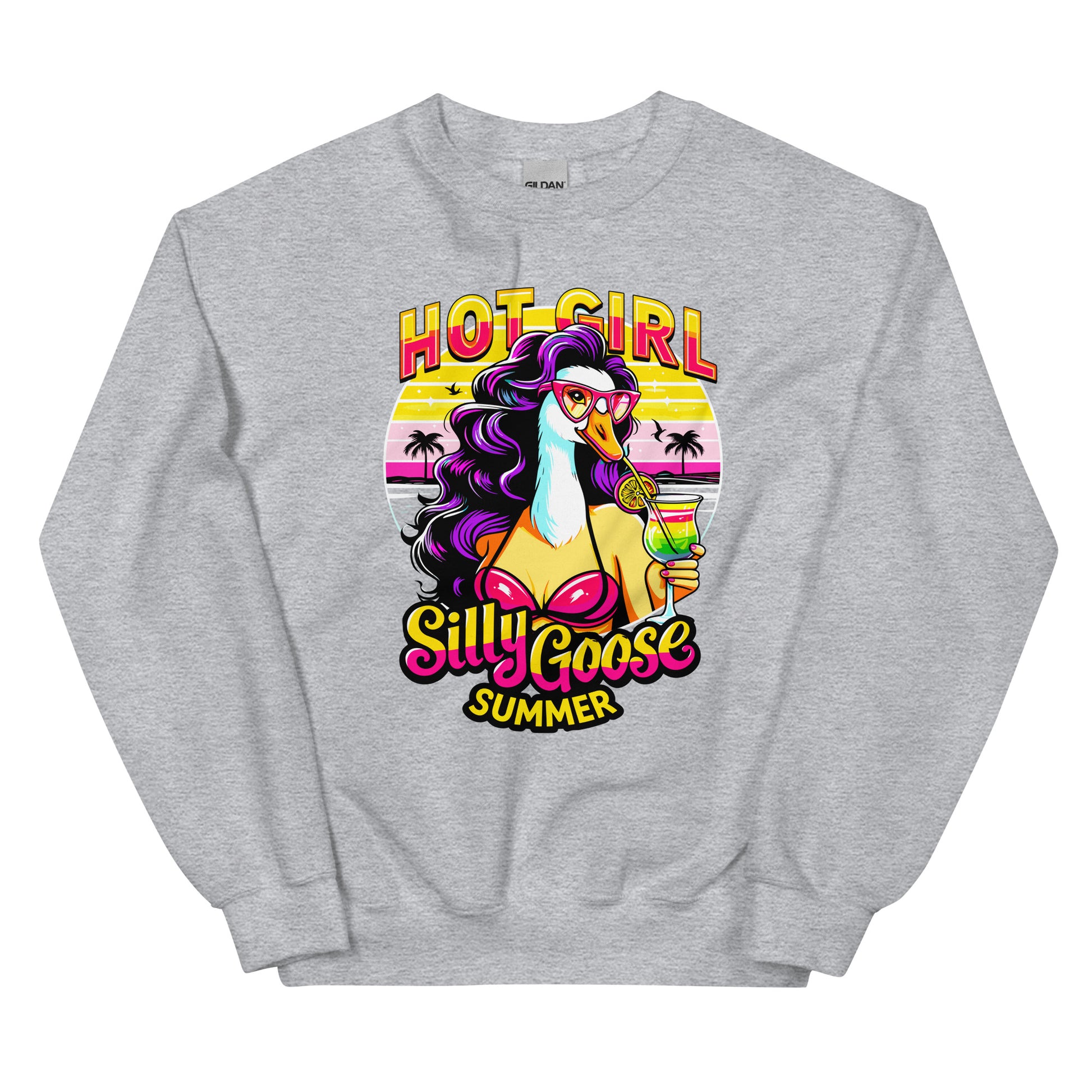 Hot Girl Silly Goose Summer design printed on Crewneck Sweatshirt by Whistler Shirts