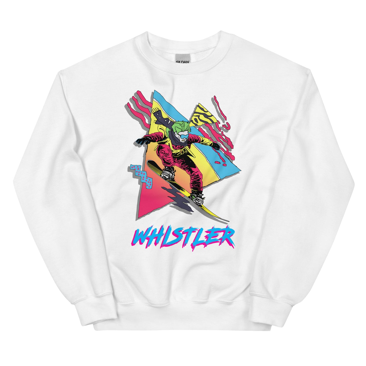 Whistler Retro Snowboarder printed crewneck by Whistler Shirts