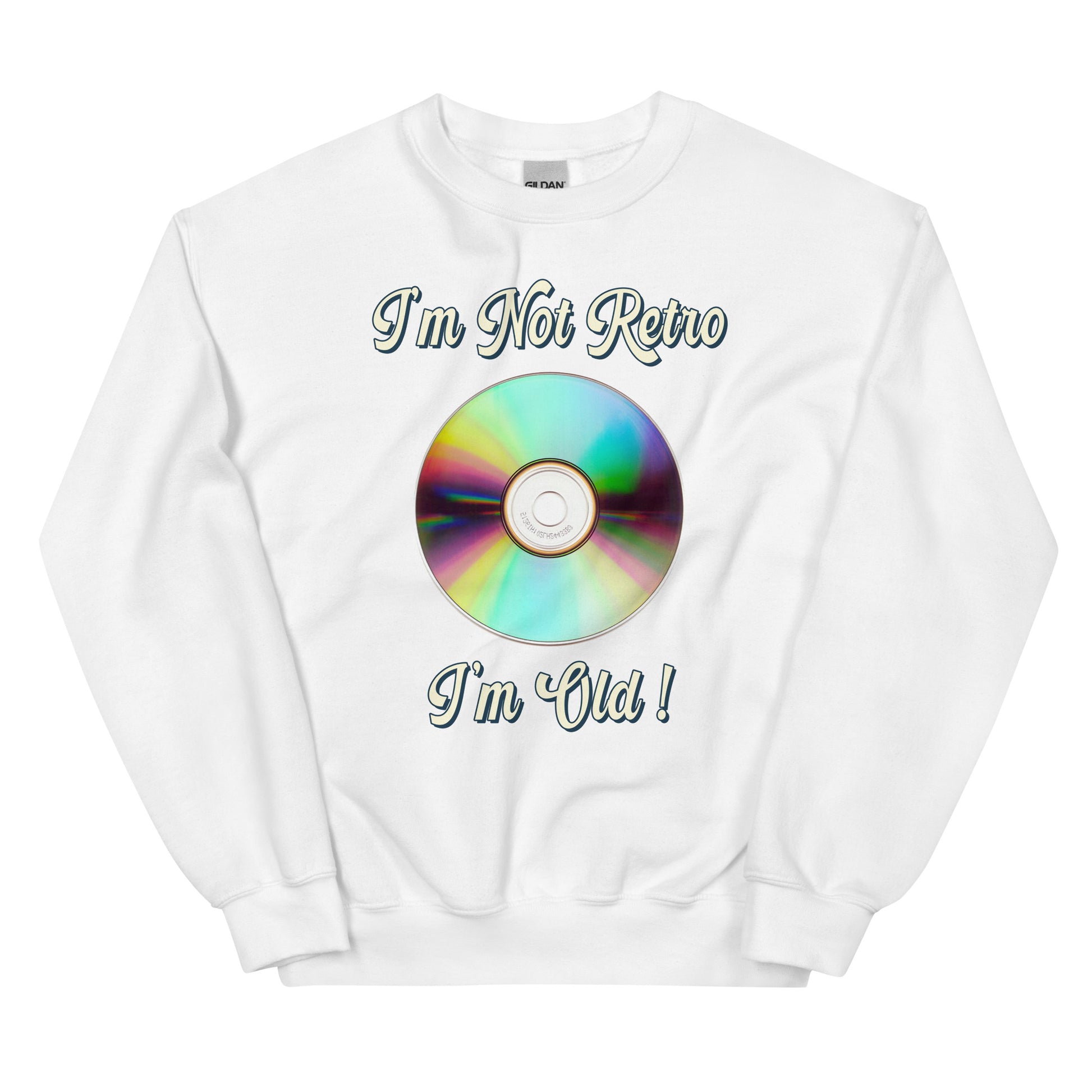 I'm not retro I'm old with picture of cd printed crewneck sweatshirt by Whistler Shirts