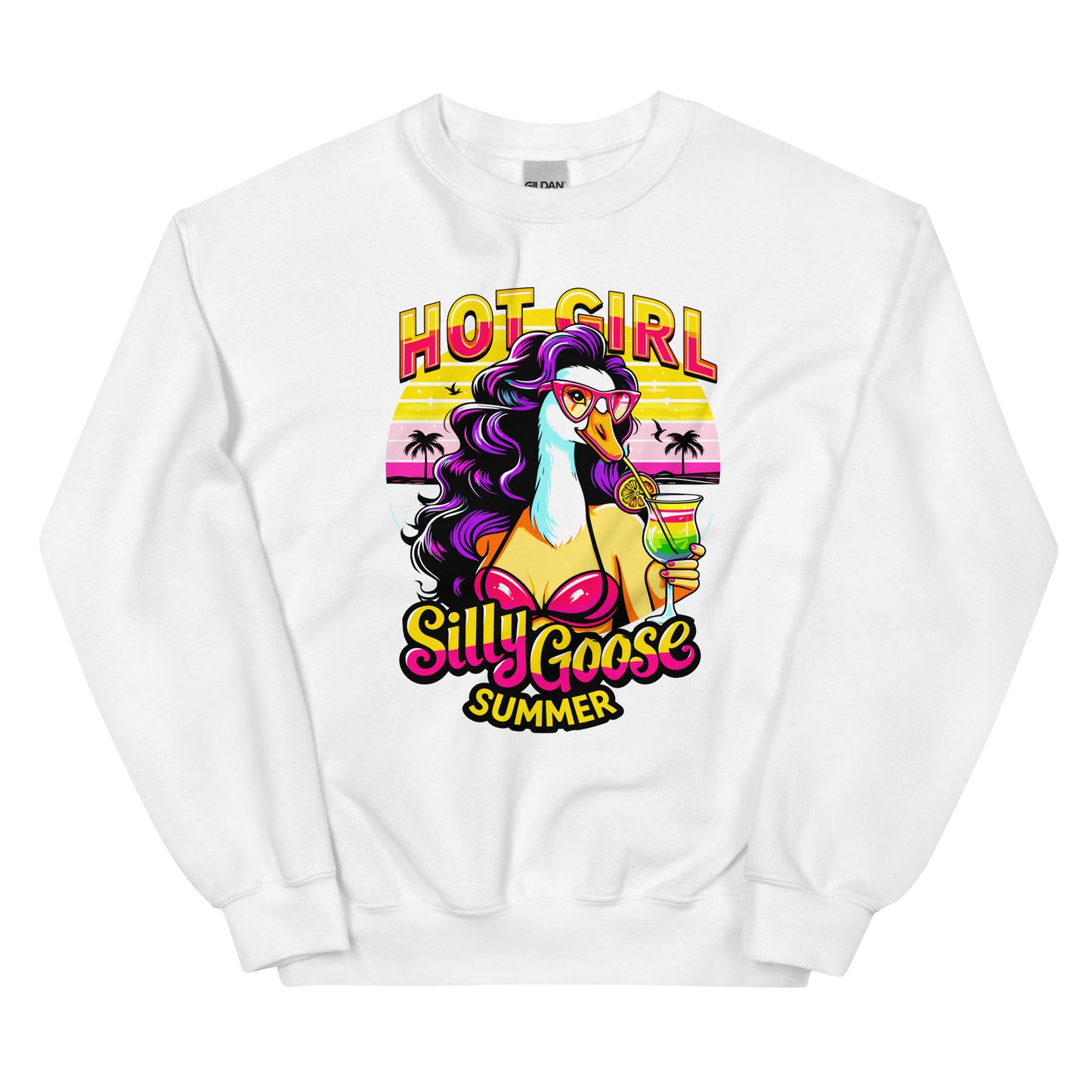 Hot Girl Silly Goose Summer design printed on Crewneck Sweatshirt by Whistler Shirts