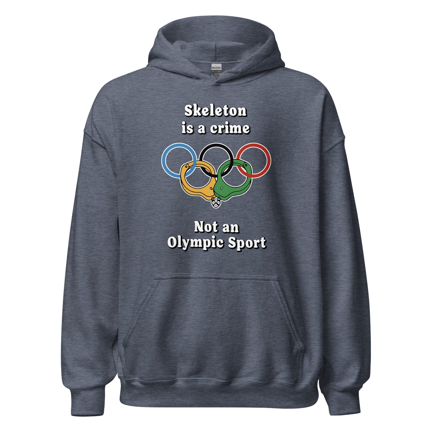 Skeleton is a crime not an olympic sport design printed on a hoodie by Whistler Shirts