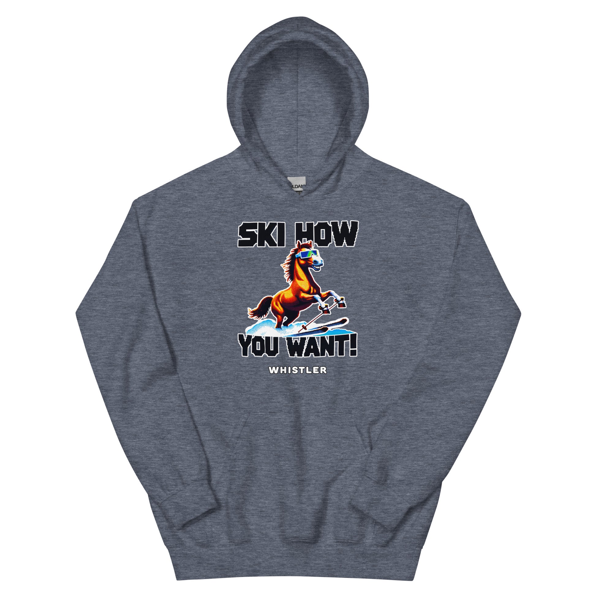 Ski how you want Whistler horse skiing printed hoodie by Whistler Shirts