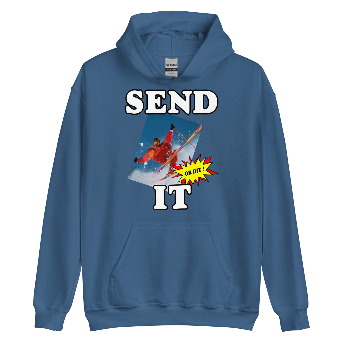 Send it or die extreme skiier printed hoodie by Whistler Shirts