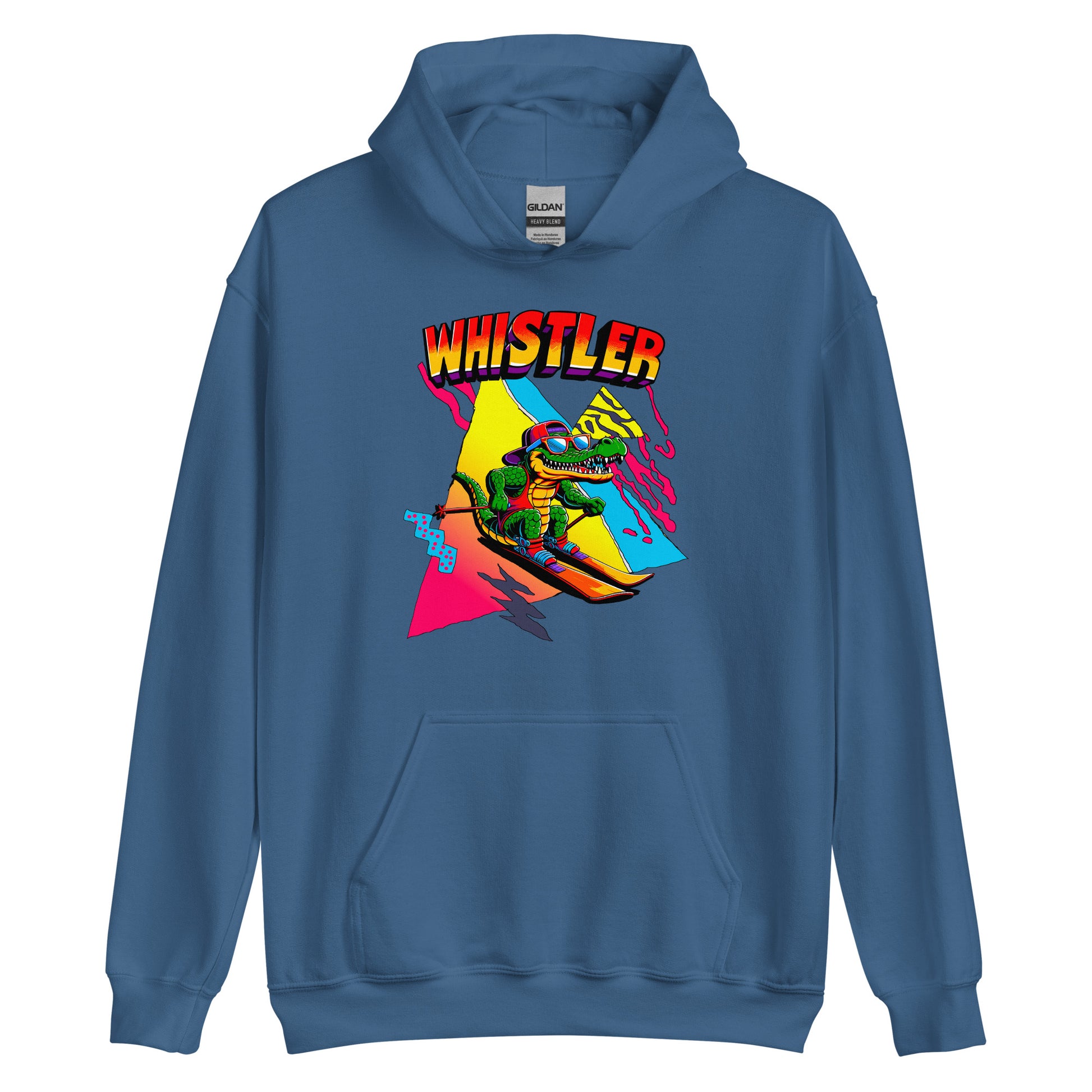 Whistler Skiing Gator Retro Hoodie printed by Whistler Shirts