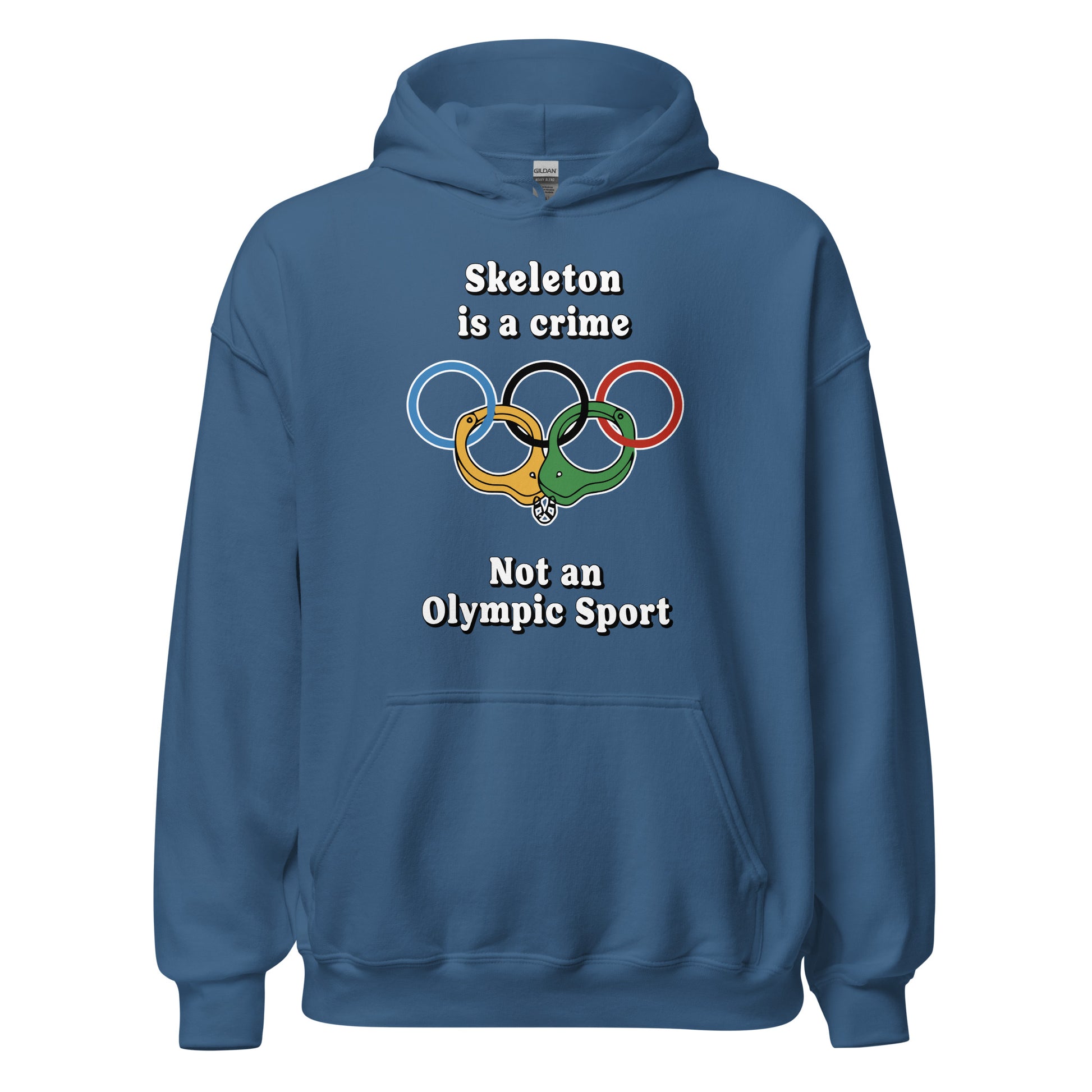 Skeleton is a crime not an olympic sport design printed on a hoodie by Whistler Shirts