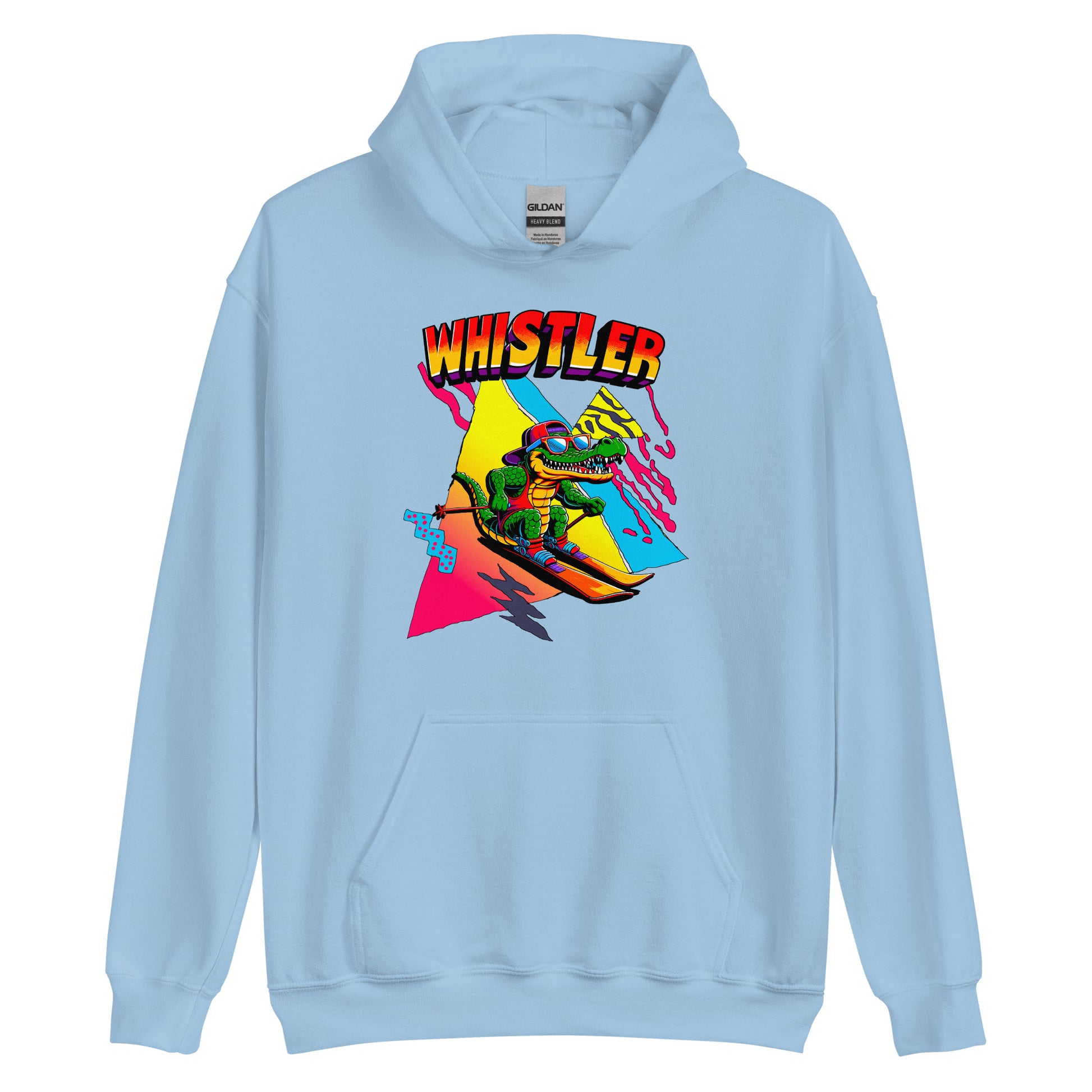 Whistler Skiing Gator Retro Hoodie printed by Whistler Shirts