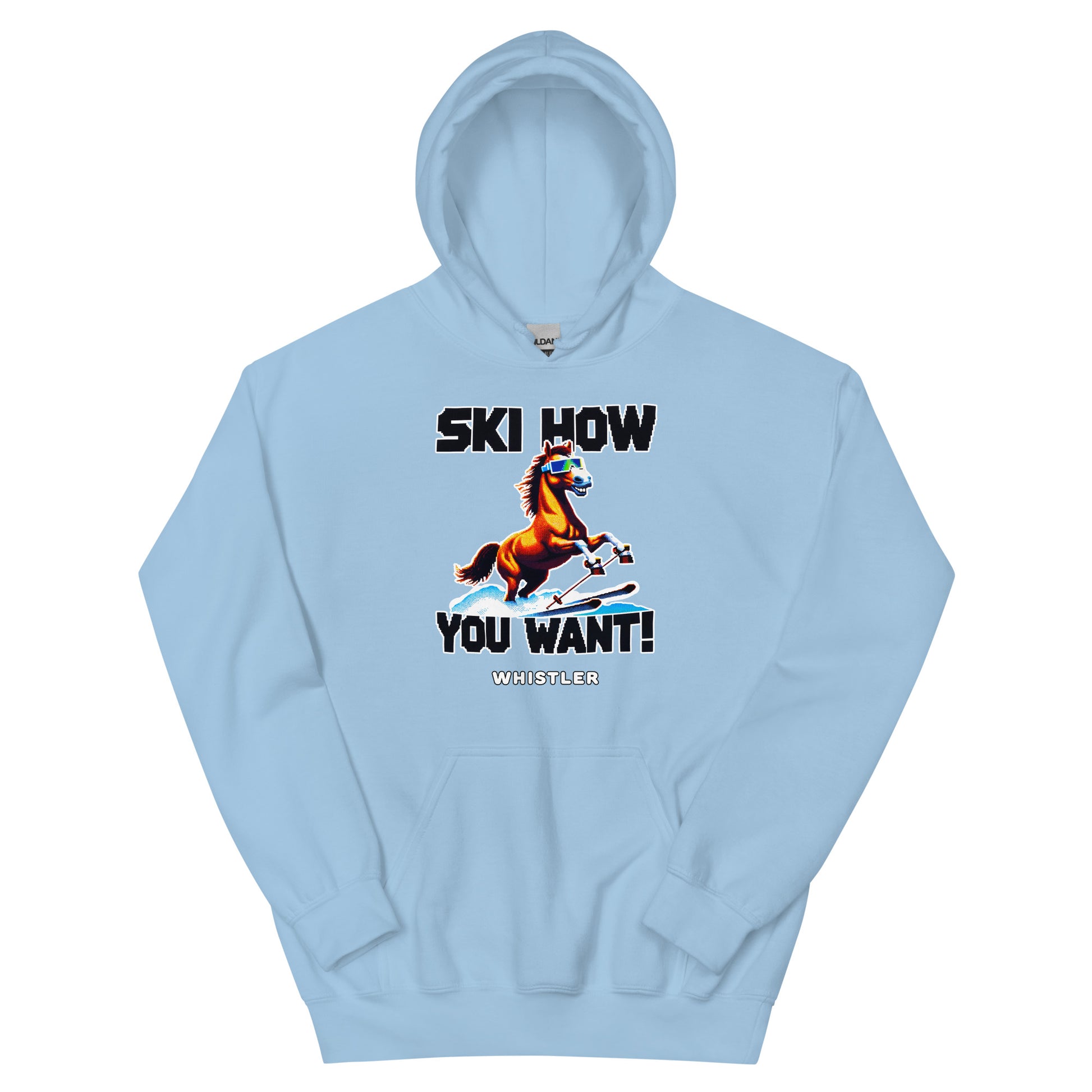 Ski how you want Whistler horse skiing printed hoodie by Whistler Shirts