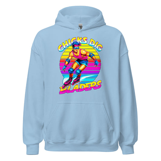 Chicks Dig Bladers Hoodie Design printed on a hoodie by Whistler Shirts