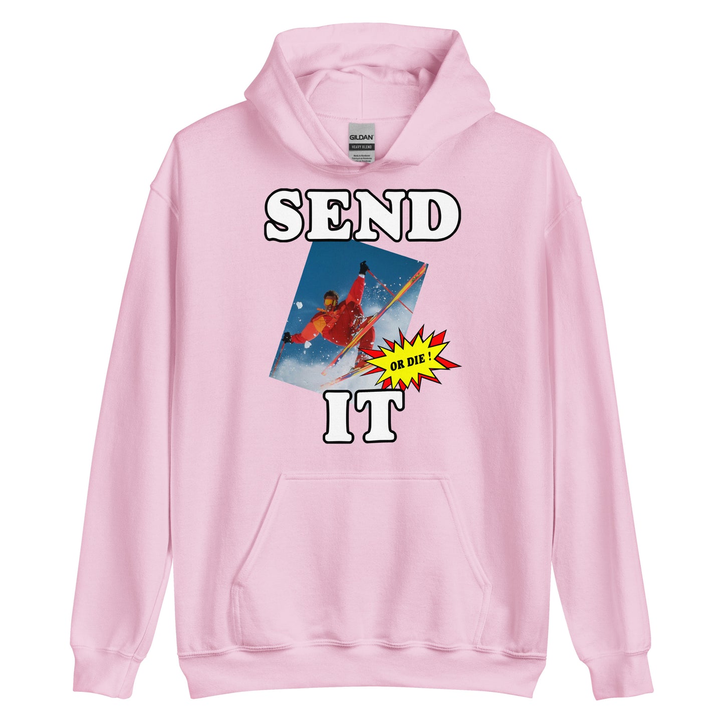 Send it or die extreme skiier printed hoodie by Whistler Shirts