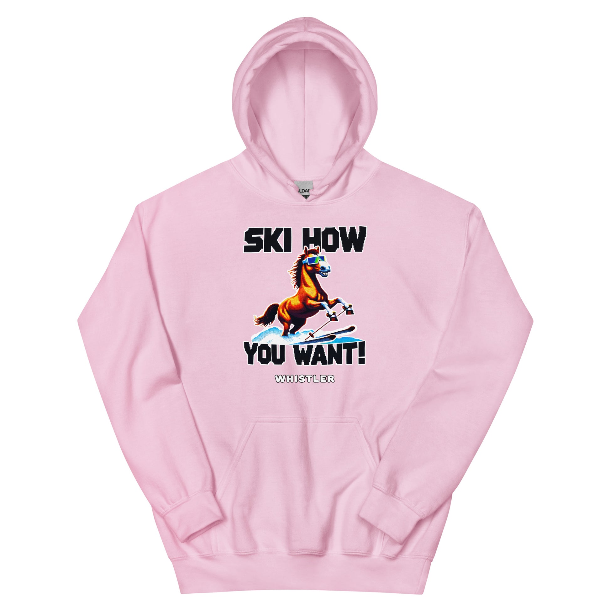 Ski how you want Whistler horse skiing printed hoodie by Whistler Shirts