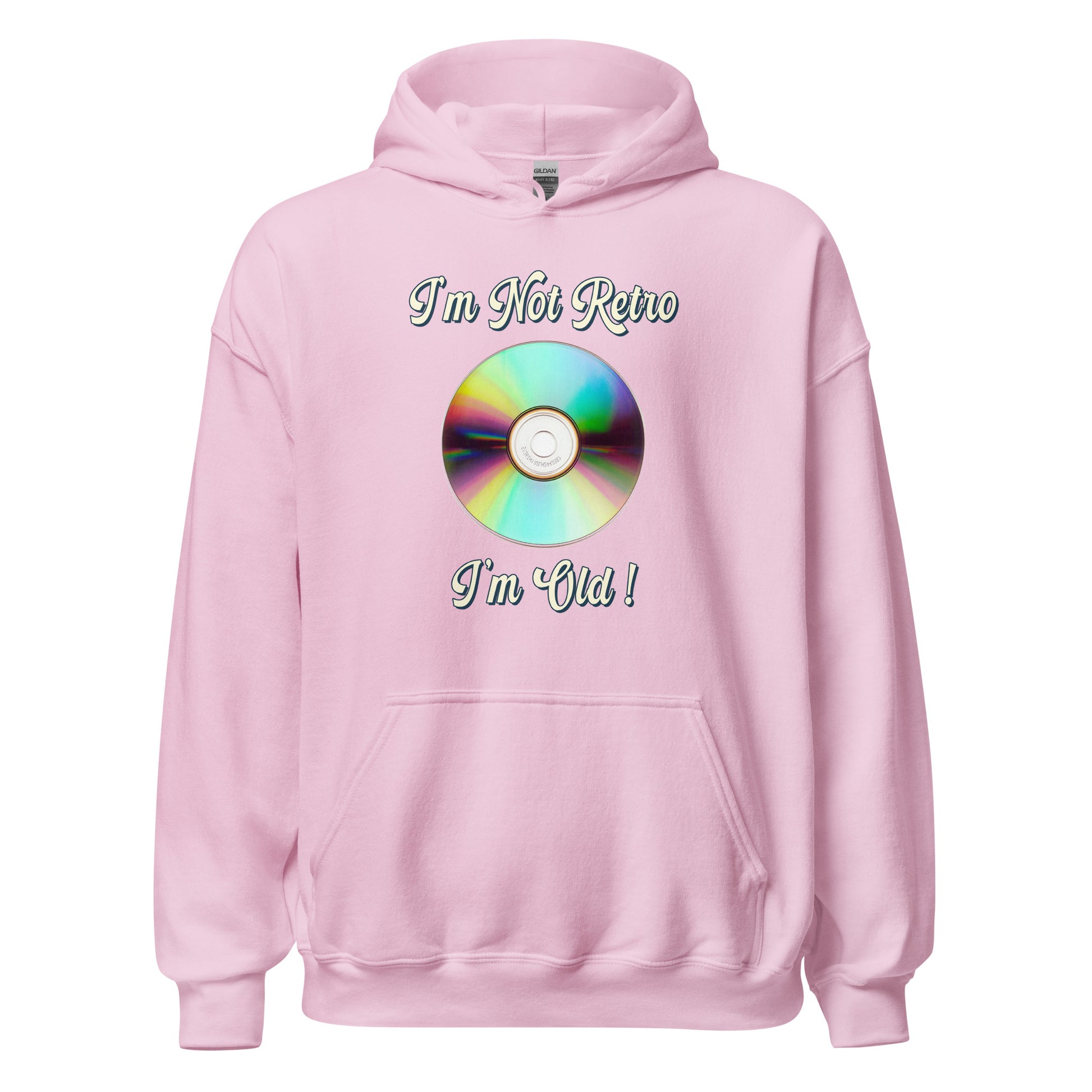 I'm not retro I'm old with a picture of a cd printed hoodie by Whistler SHirts