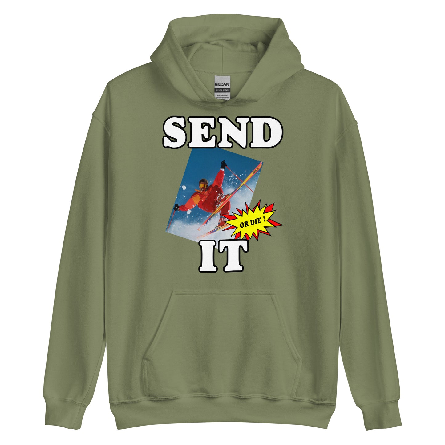 Send it or die extreme skiier printed hoodie by Whistler Shirts