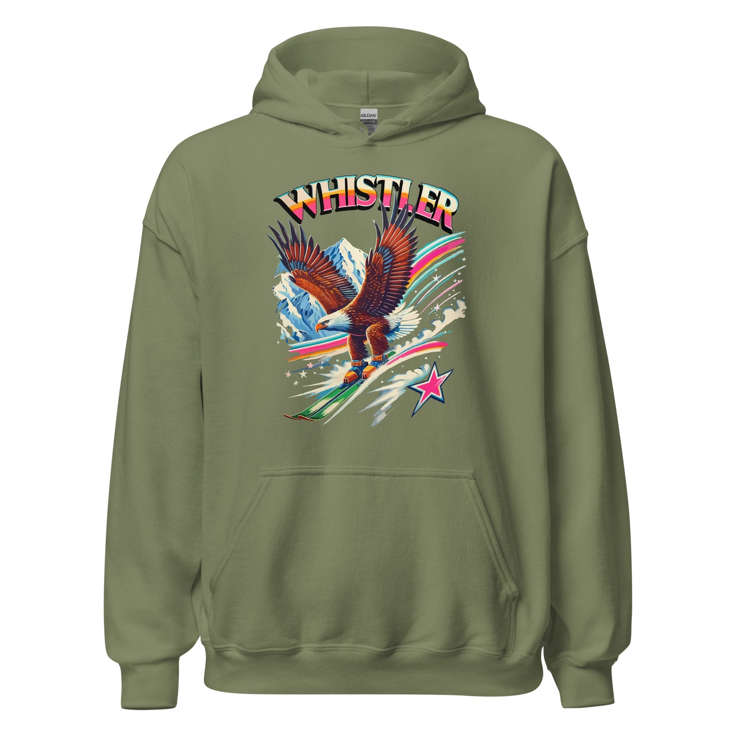 Whistler eagle skiing hoodie printed by Whistler Shirts