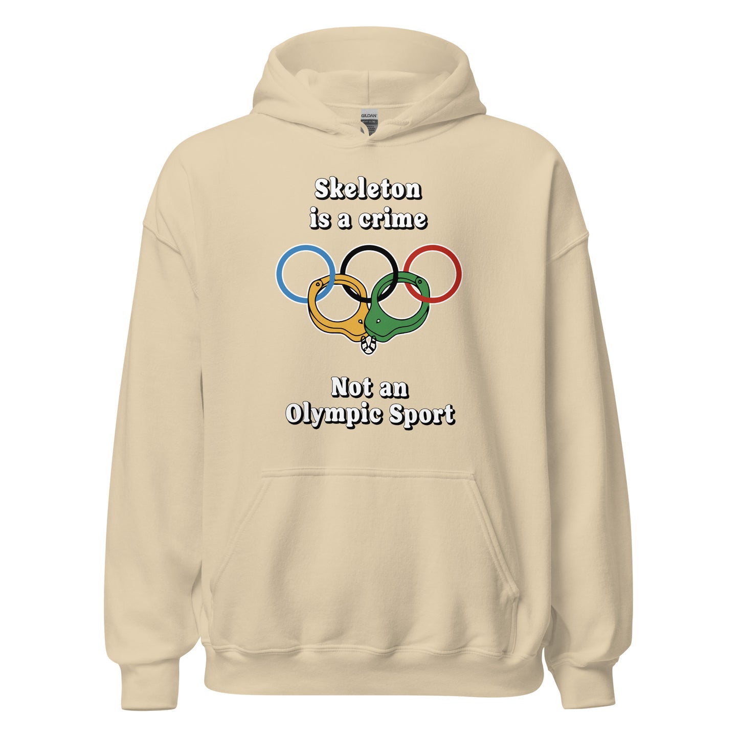 Skeleton is a crime not an olympic sport design printed on a hoodie by Whistler Shirts