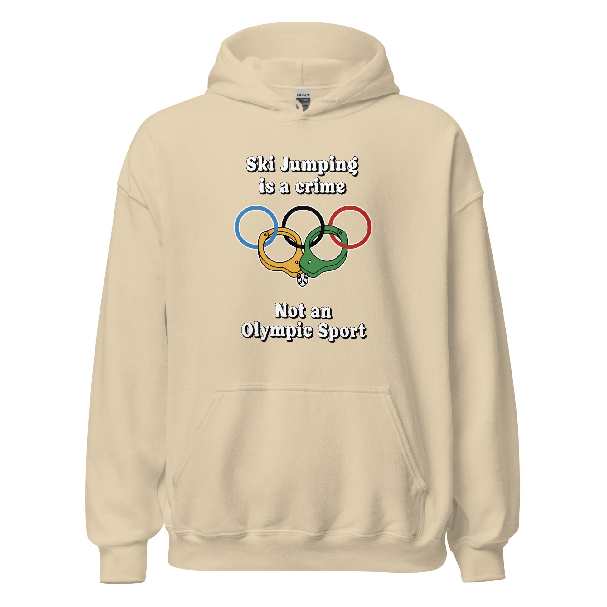 Ski Jumping is a crime not an olympic sport printed on a hoodie by Whistler Shirts