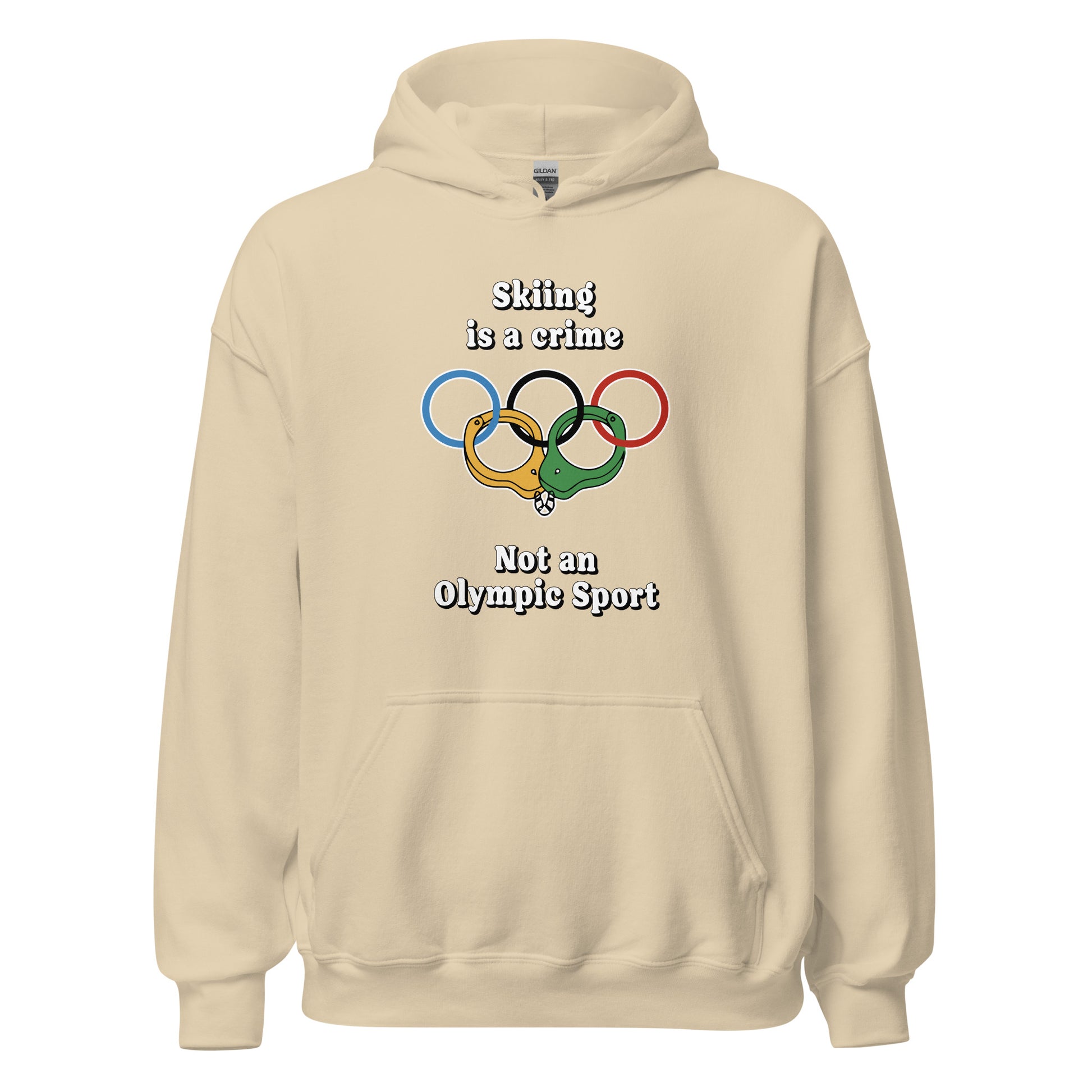 Skiing is a crime not an olympic sport design printed on a hoodie by Whistler Shirts